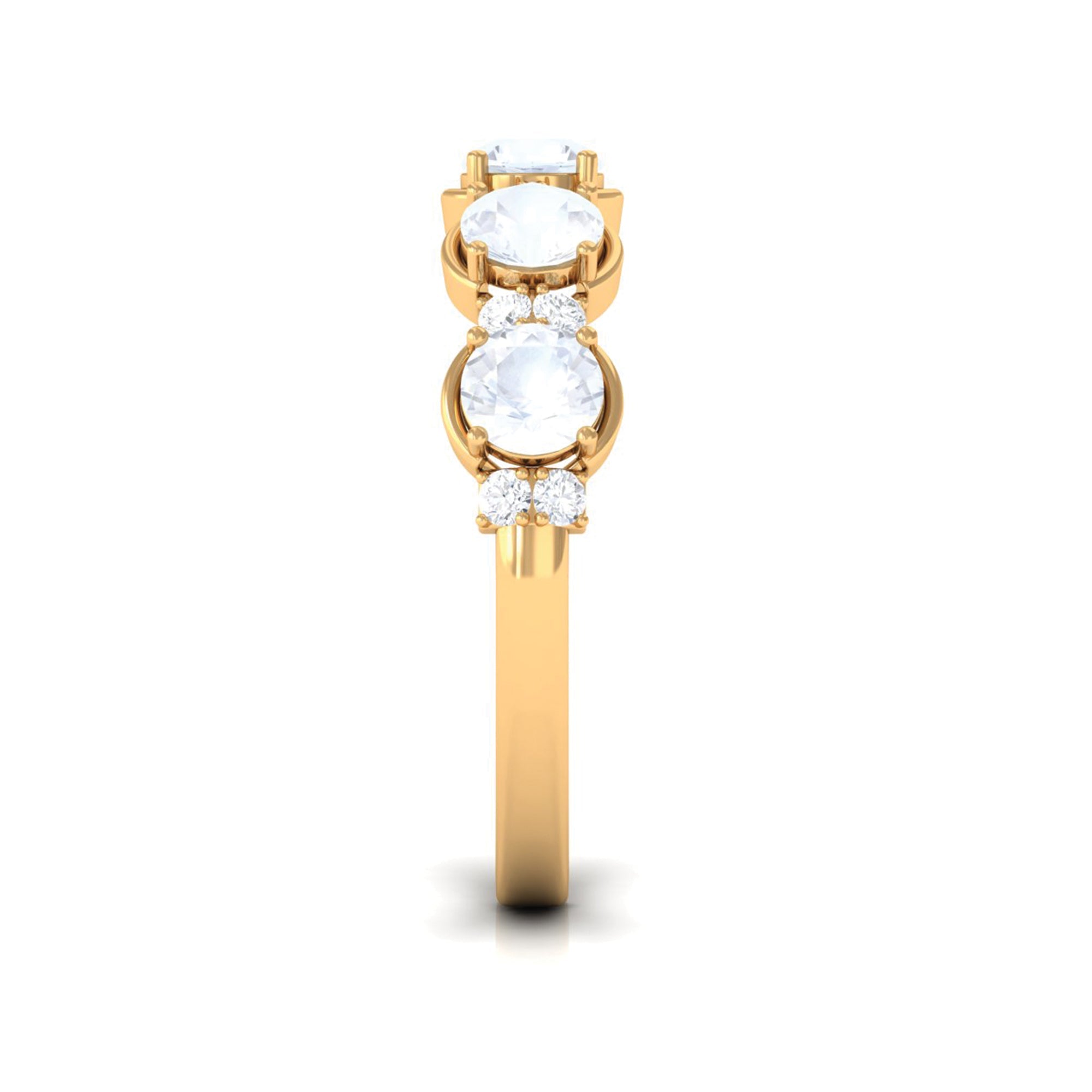2 CT Genuine Moonstone and Diamond Half Eternity Ring