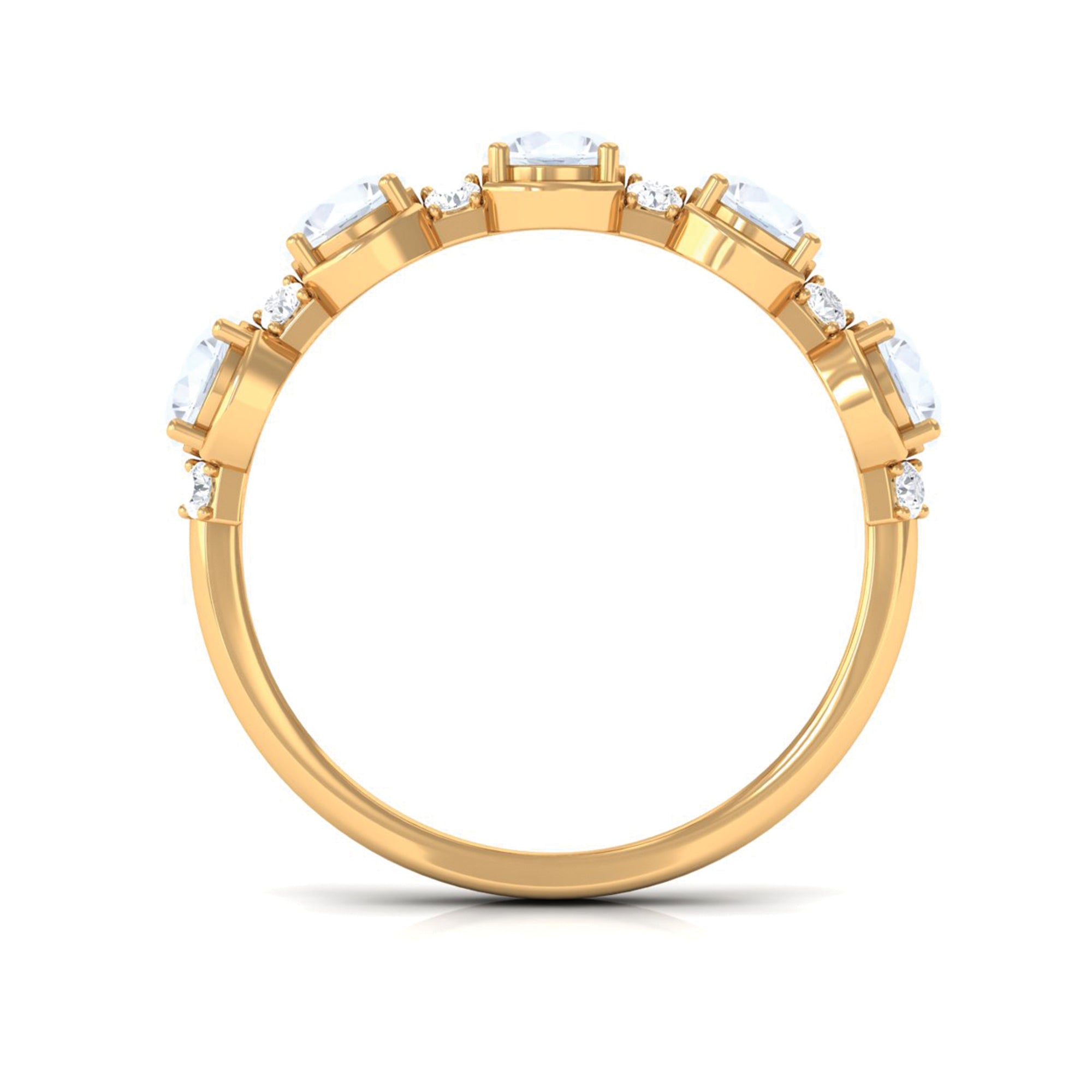 2 CT Genuine Moonstone and Diamond Half Eternity Ring