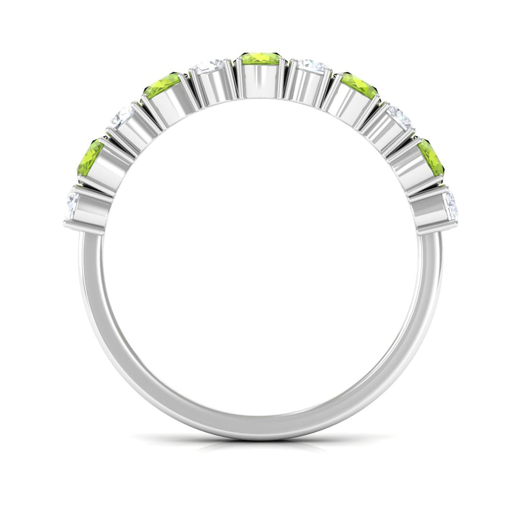 1.50 CT Alternate Peridot and Diamond Half Eternity Ring