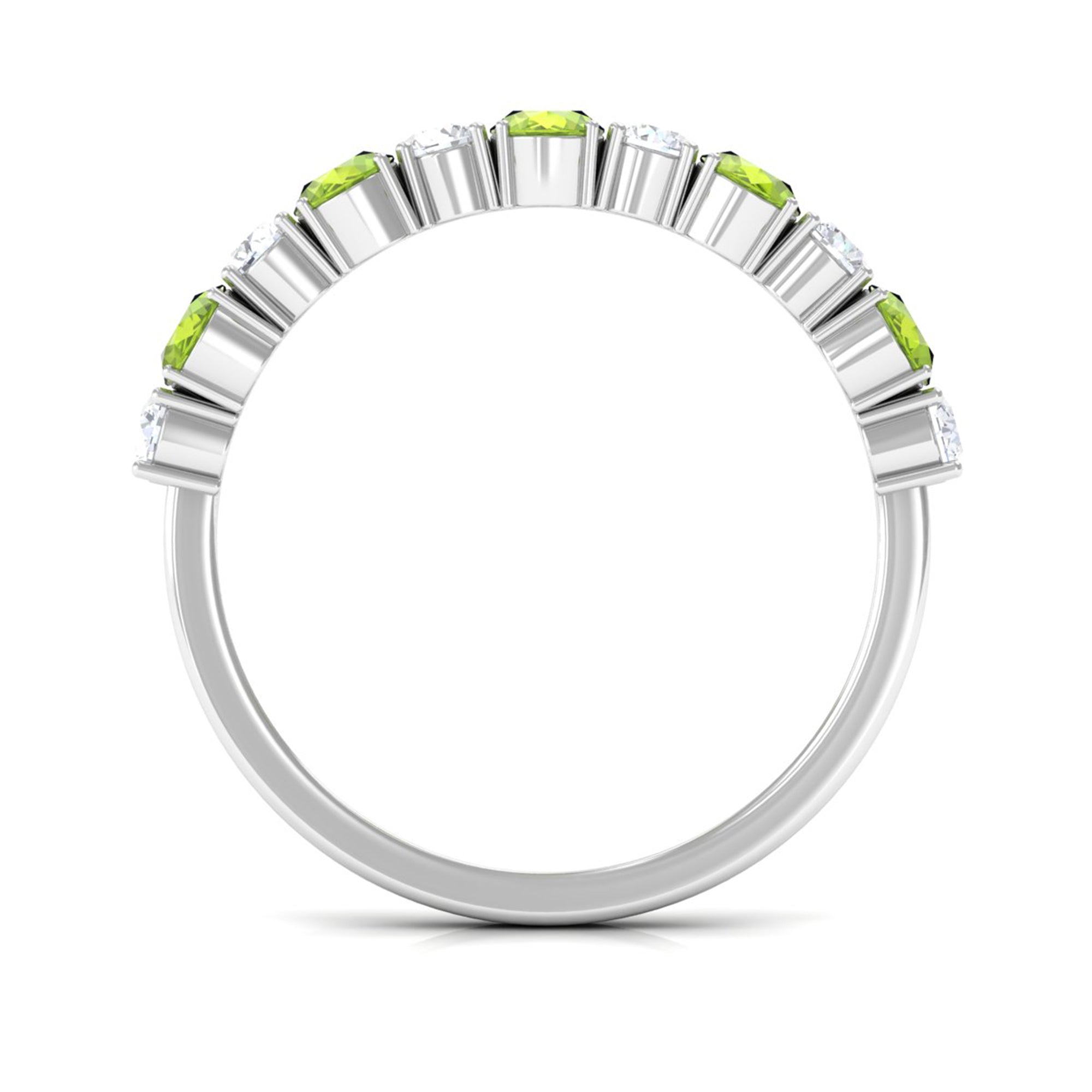 1.50 CT Alternate Peridot and Diamond Half Eternity Ring