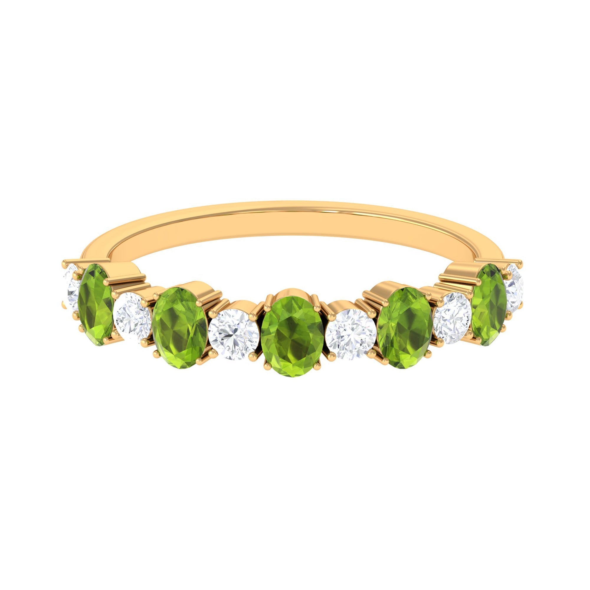 1.50 CT Alternate Peridot and Diamond Half Eternity Ring