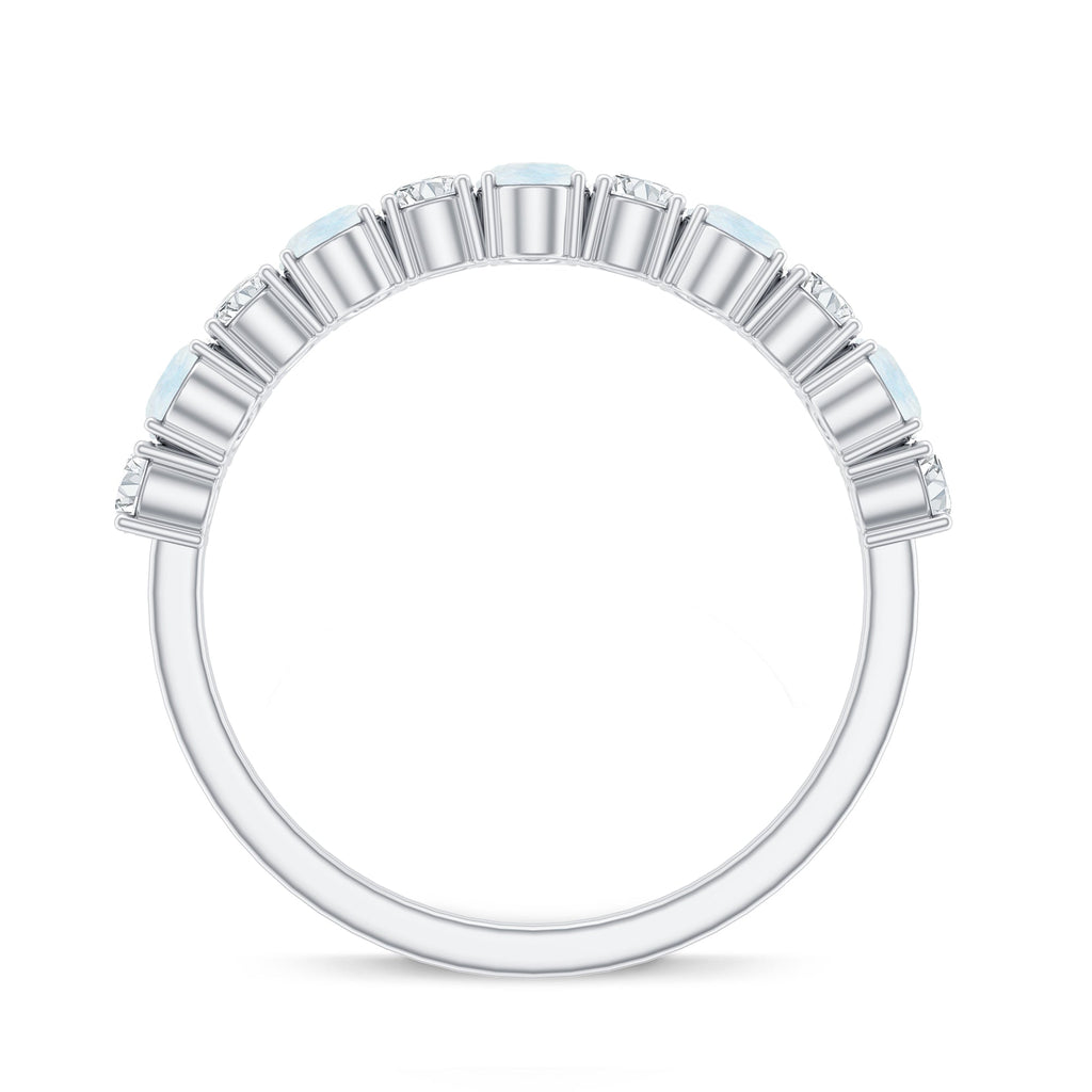 1.5 CT Alternate Moonstone and Diamond Semi Eternity Ring