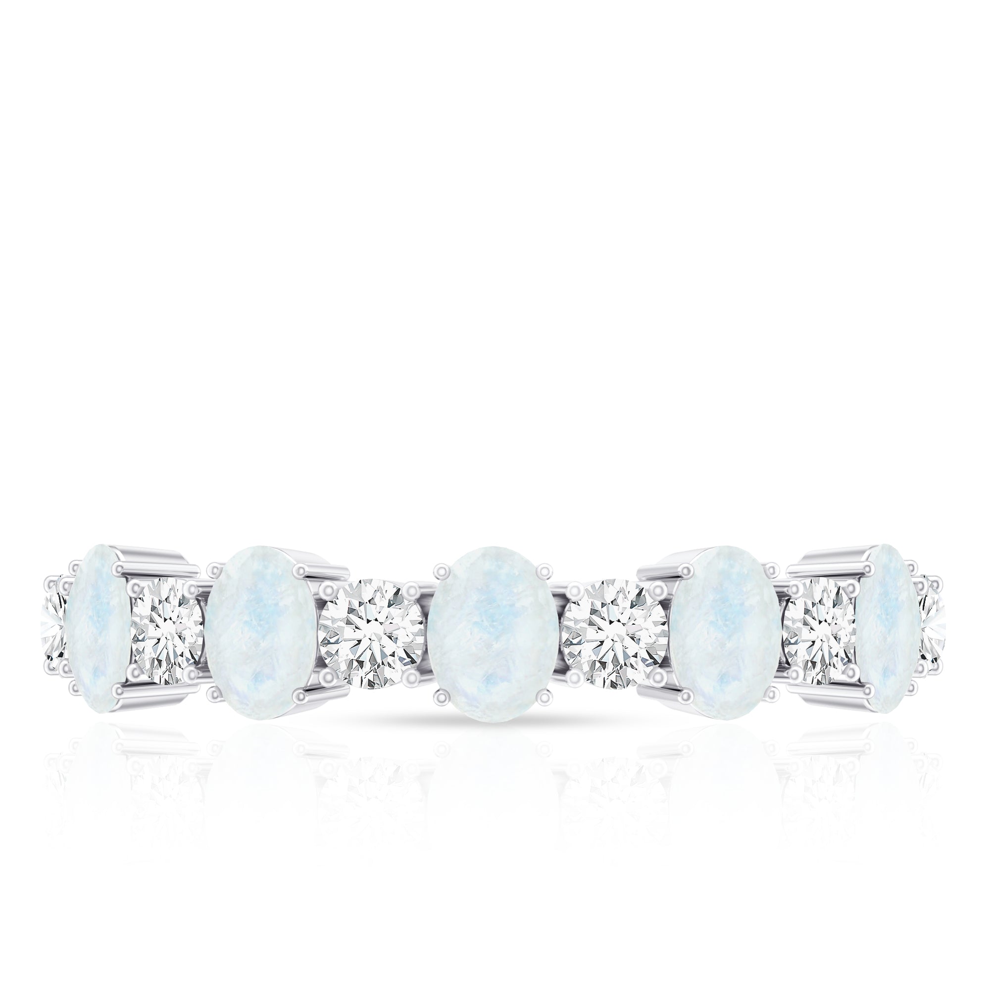 1.5 CT Alternate Moonstone and Diamond Semi Eternity Ring