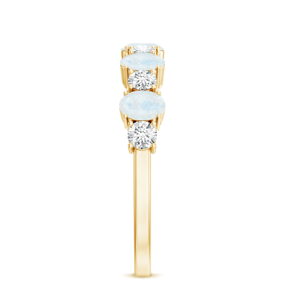 1.5 CT Alternate Moonstone and Diamond Semi Eternity Ring
