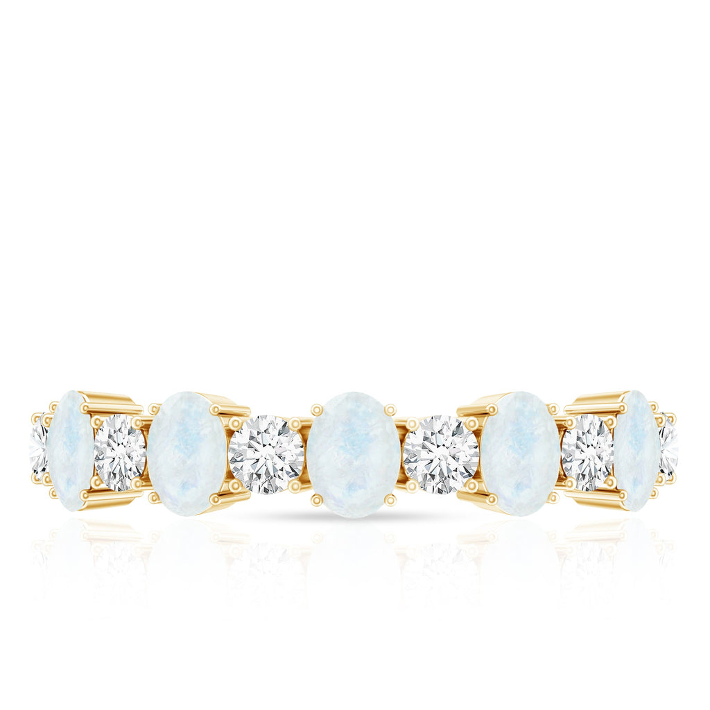 1.5 CT Alternate Moonstone and Diamond Semi Eternity Ring