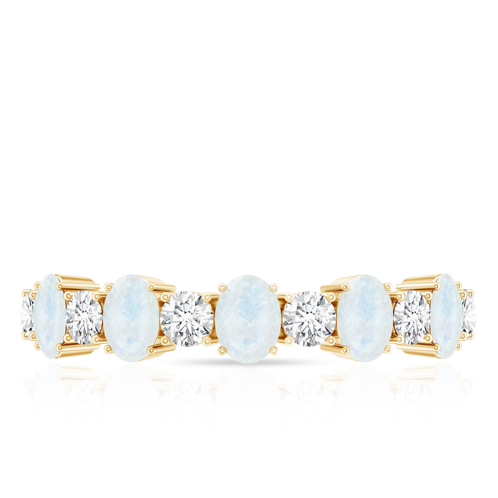 1.5 CT Alternate Moonstone and Diamond Semi Eternity Ring