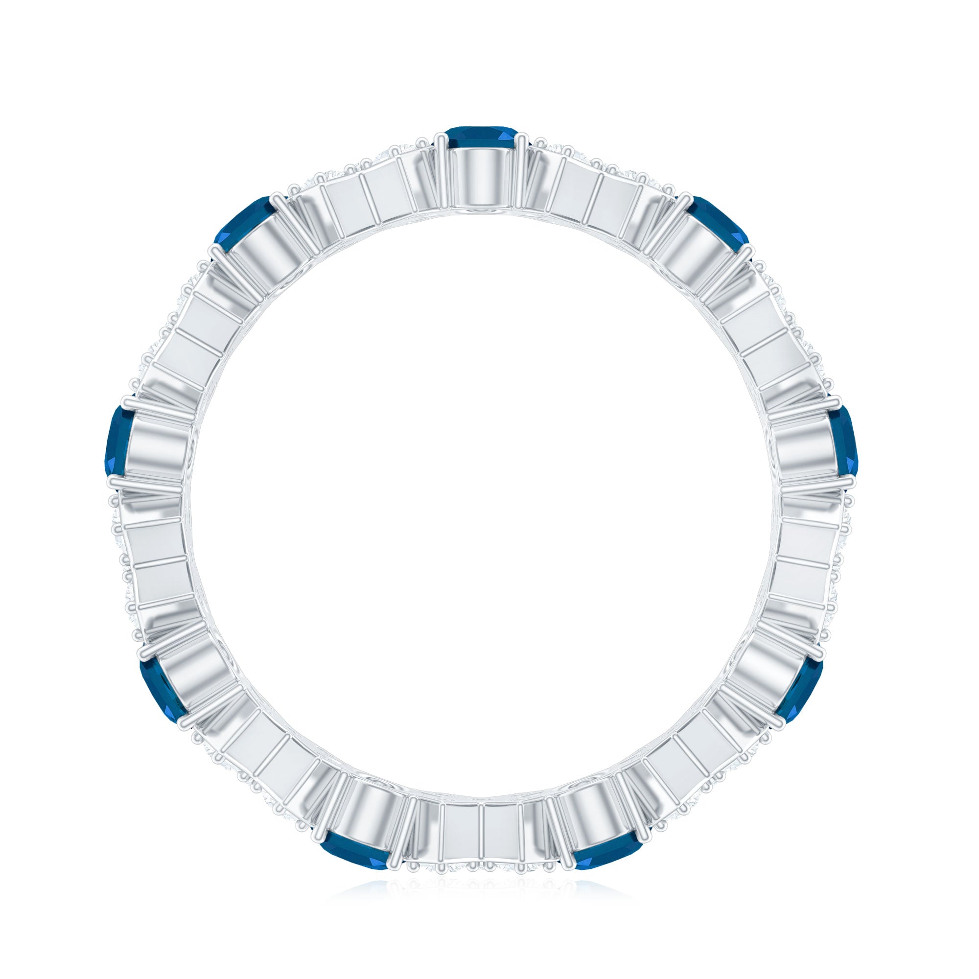 Oval Cut London Blue Topaz Designer Eternity Band with Diamond