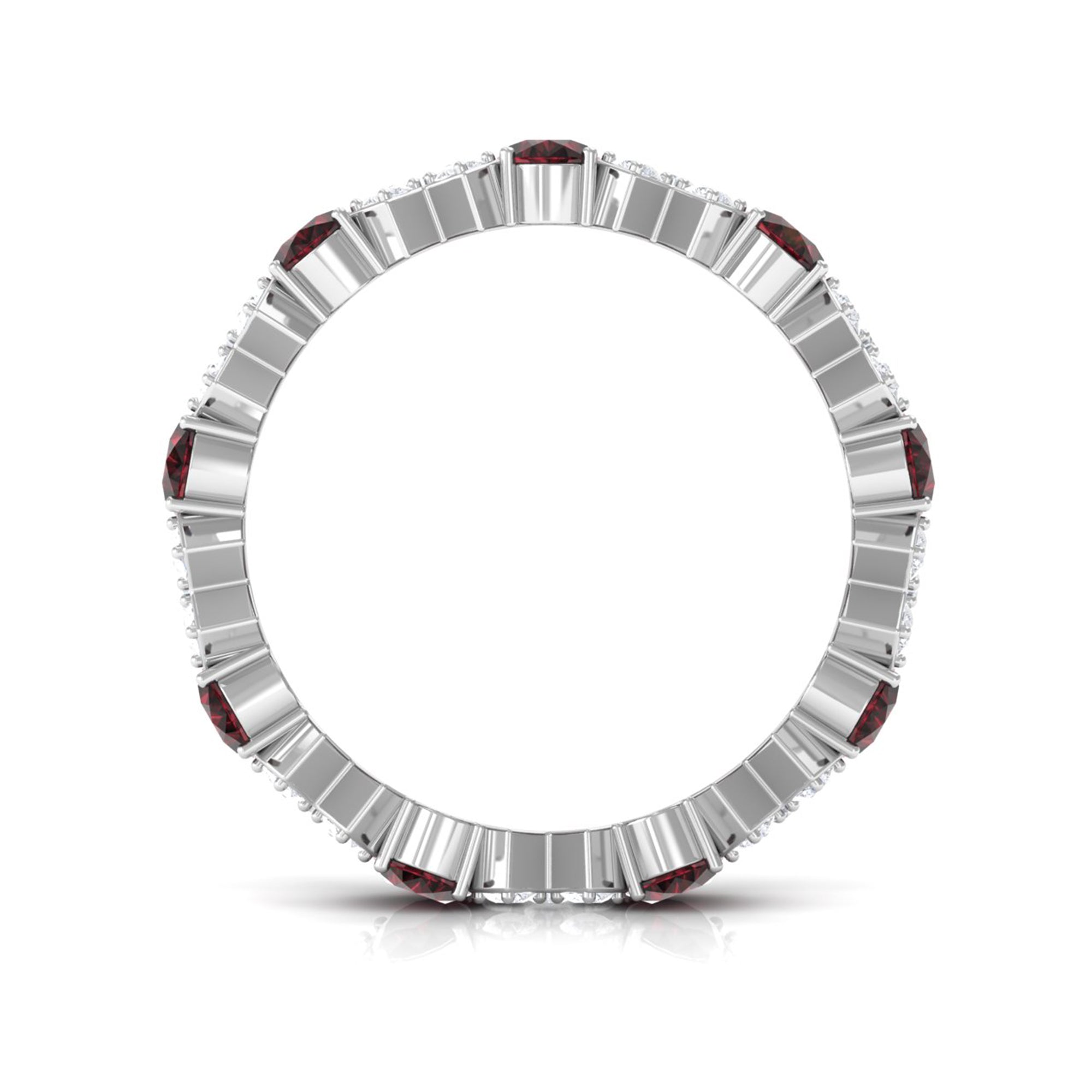 Certified Real Oval Garnet Diamond Eternity Ring