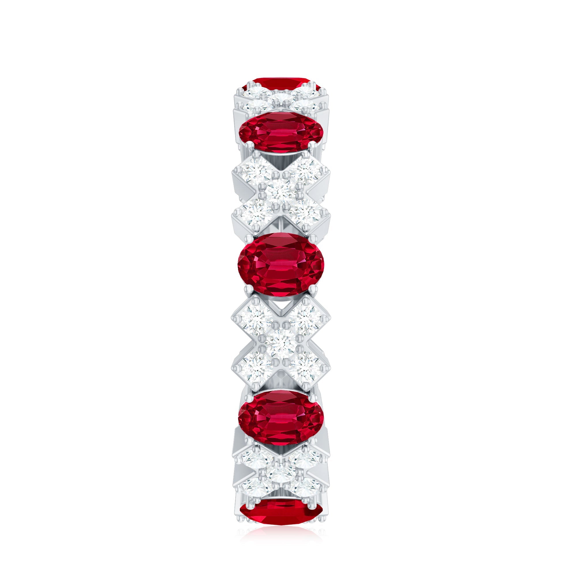 Created Ruby and Moissanite Designer Eternity Band Ring