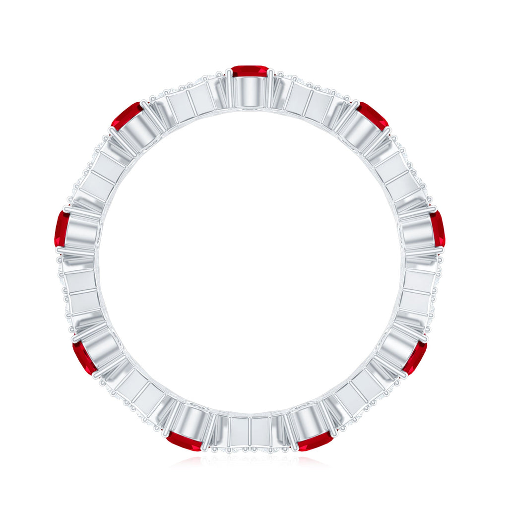 Created Ruby and Moissanite Designer Eternity Band Ring