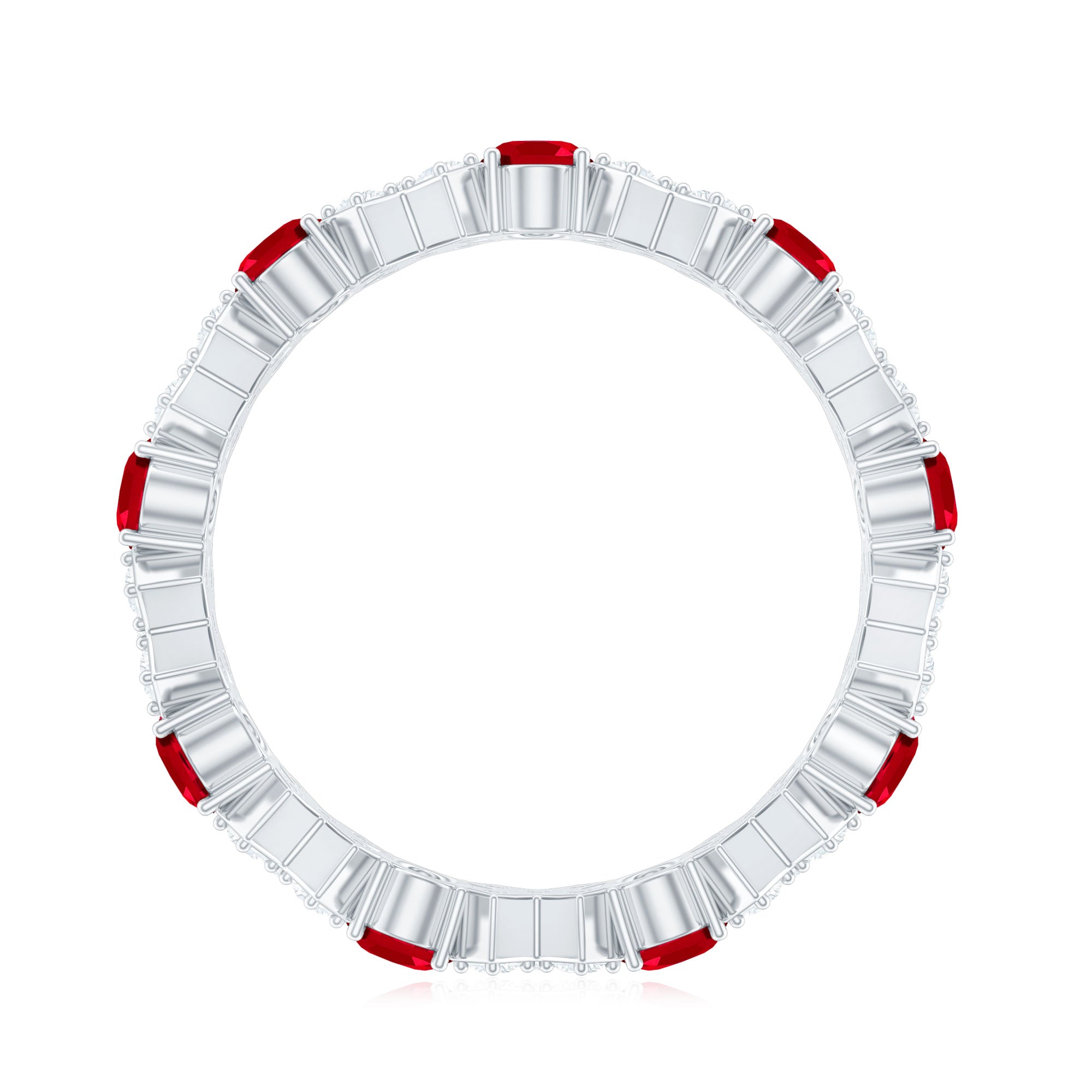 Created Ruby and Moissanite Designer Eternity Band Ring