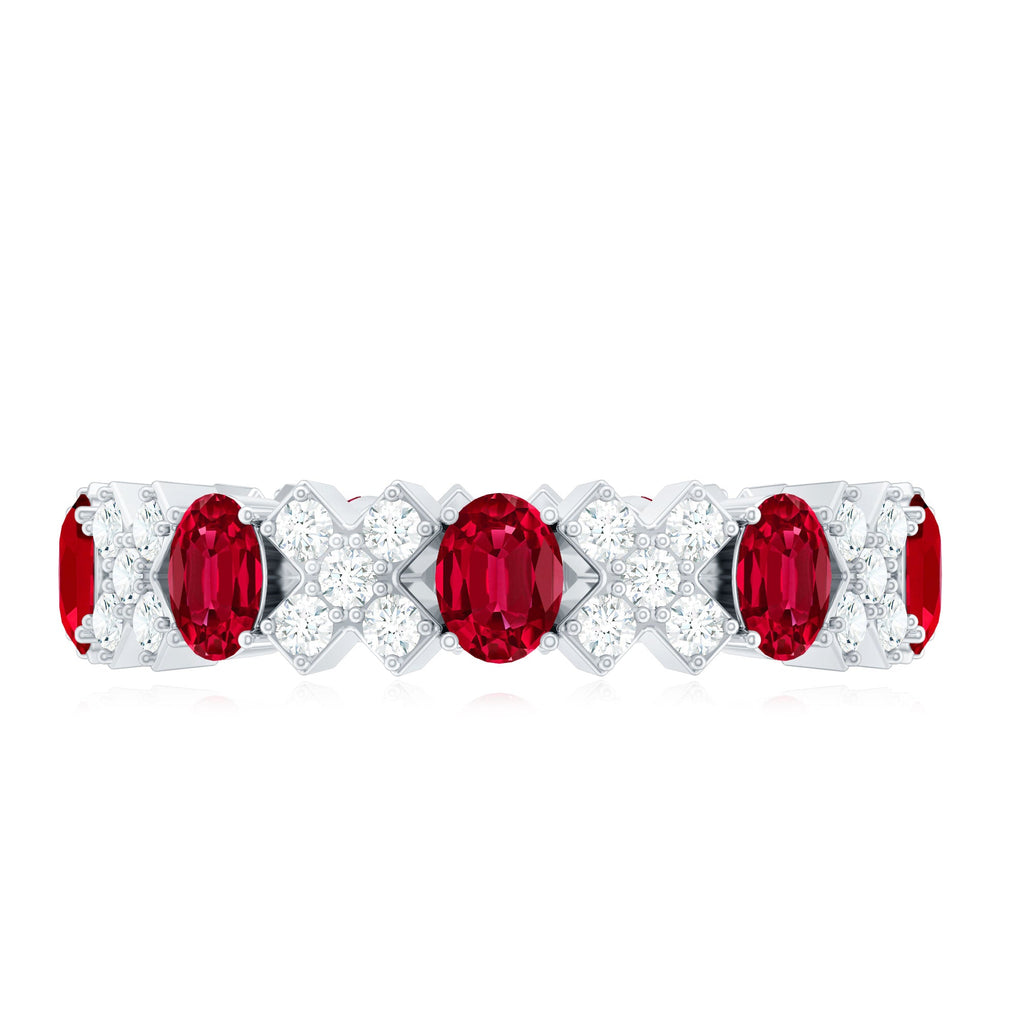 Created Ruby and Moissanite Designer Eternity Band Ring