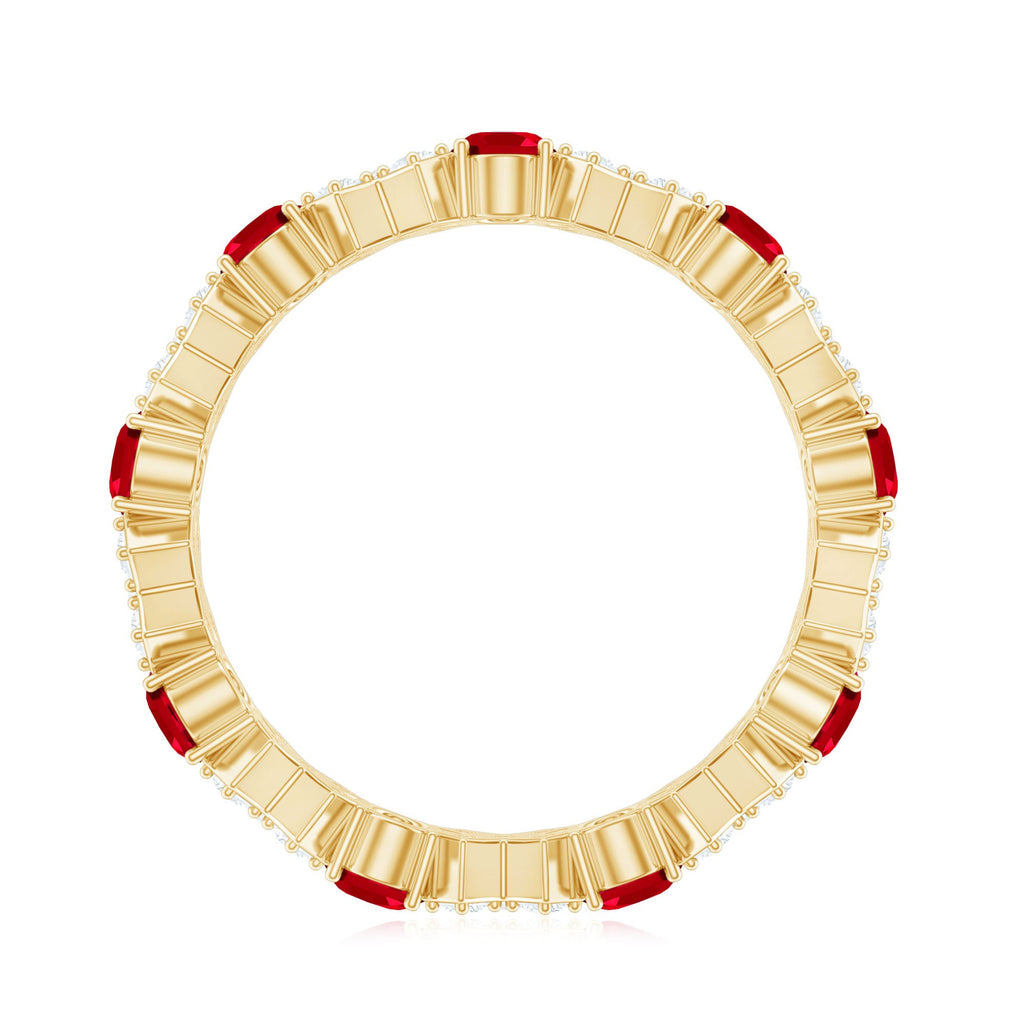 Created Ruby and Moissanite Designer Eternity Band Ring