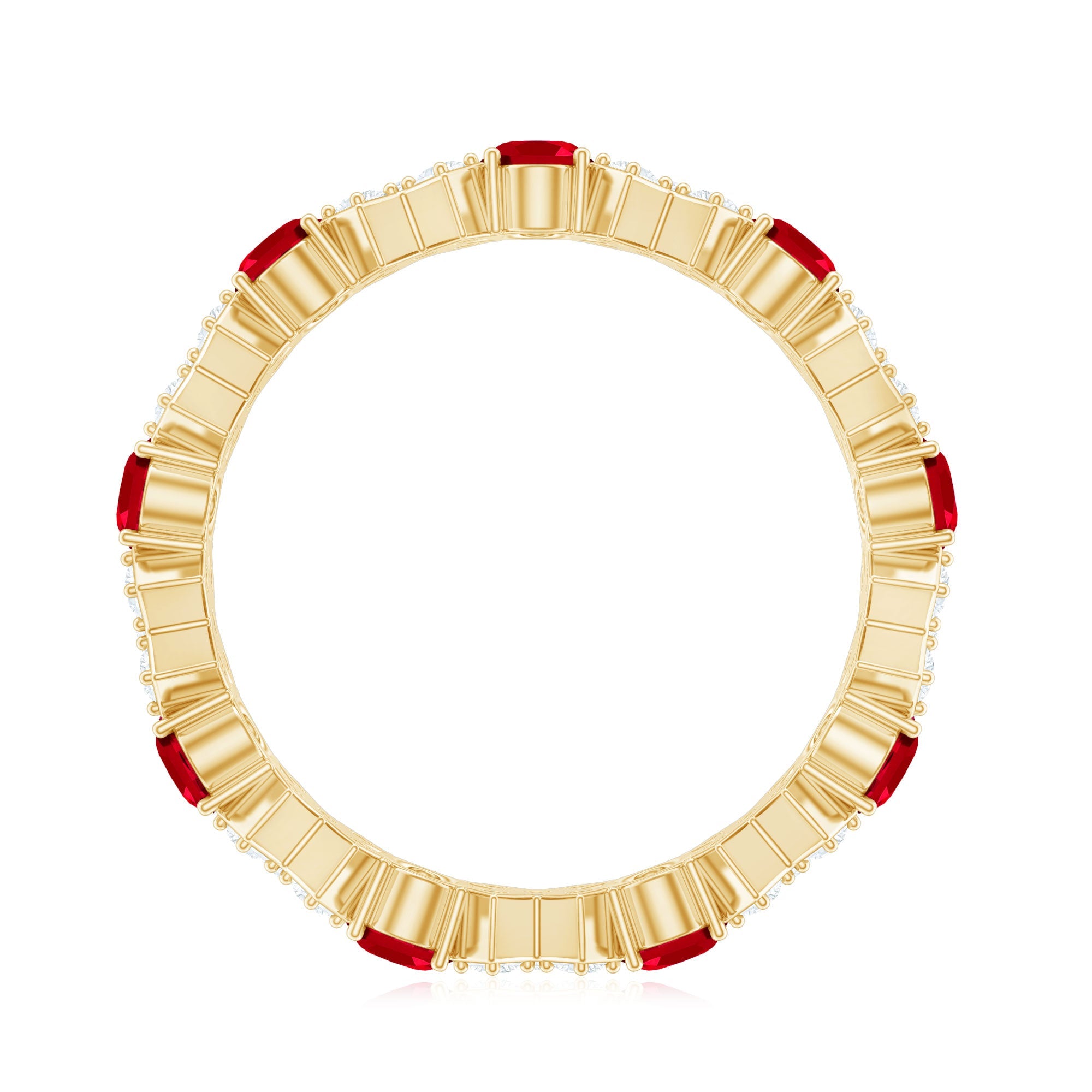 Created Ruby and Moissanite Designer Eternity Band Ring