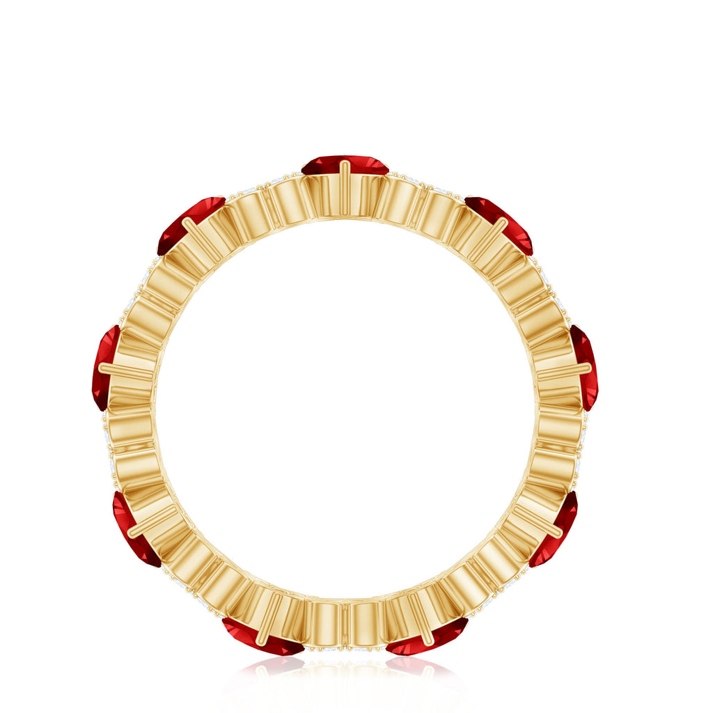 Lab-Created Ruby and Diamond Heart Eternity Band Ring
