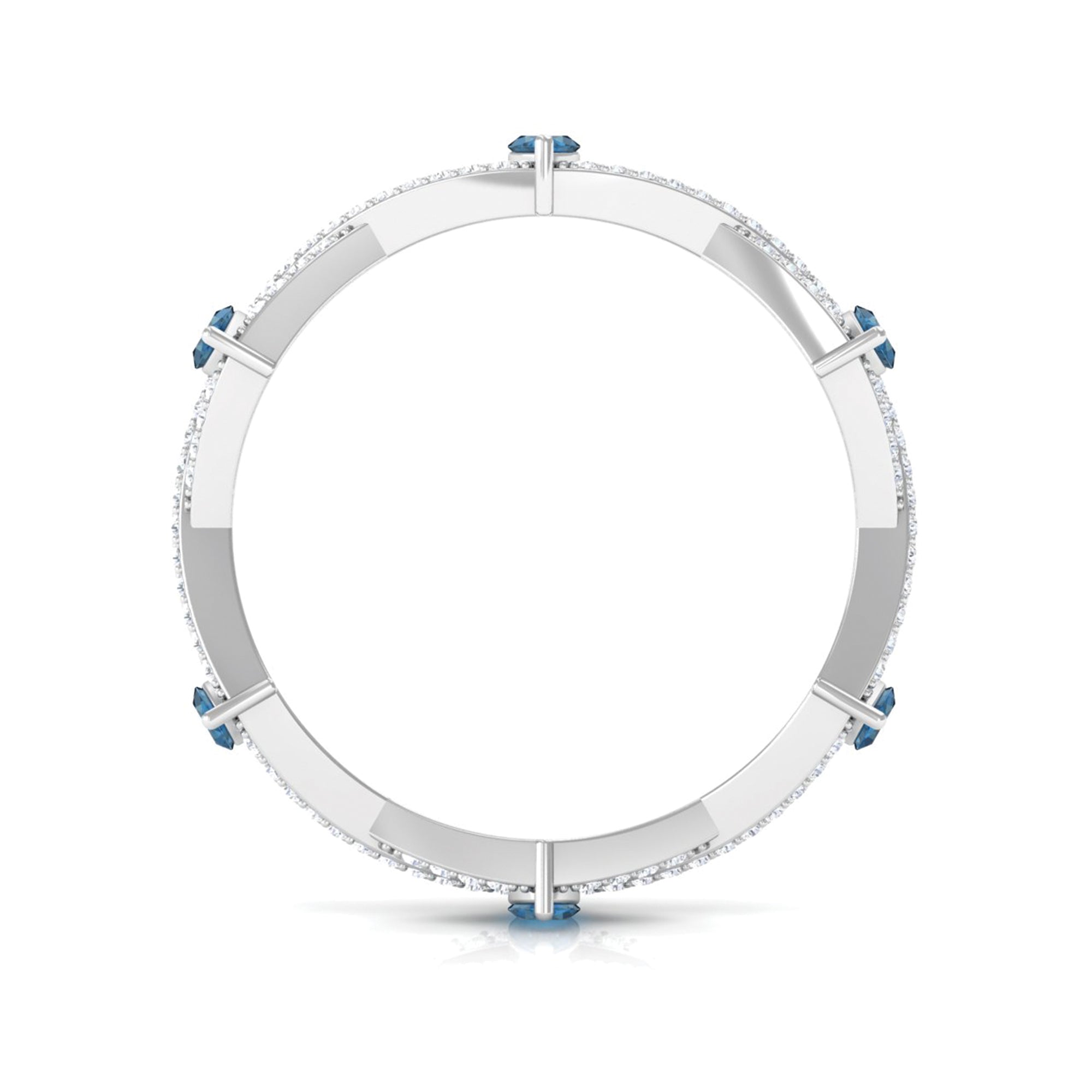 Marquise London Blue Topaz Crossover Eternity Band with Diamond