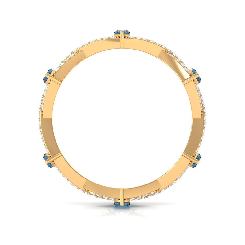 Marquise London Blue Topaz Crossover Eternity Band with Diamond