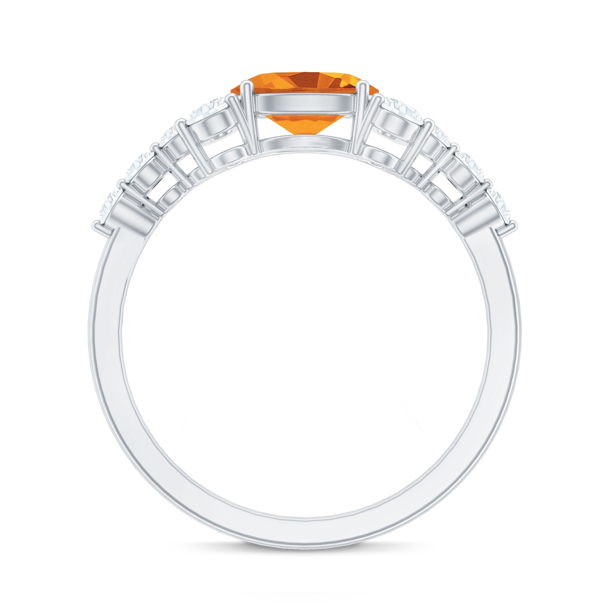 Certified Real Oval Citrine East West Engagement Ring with Diamond