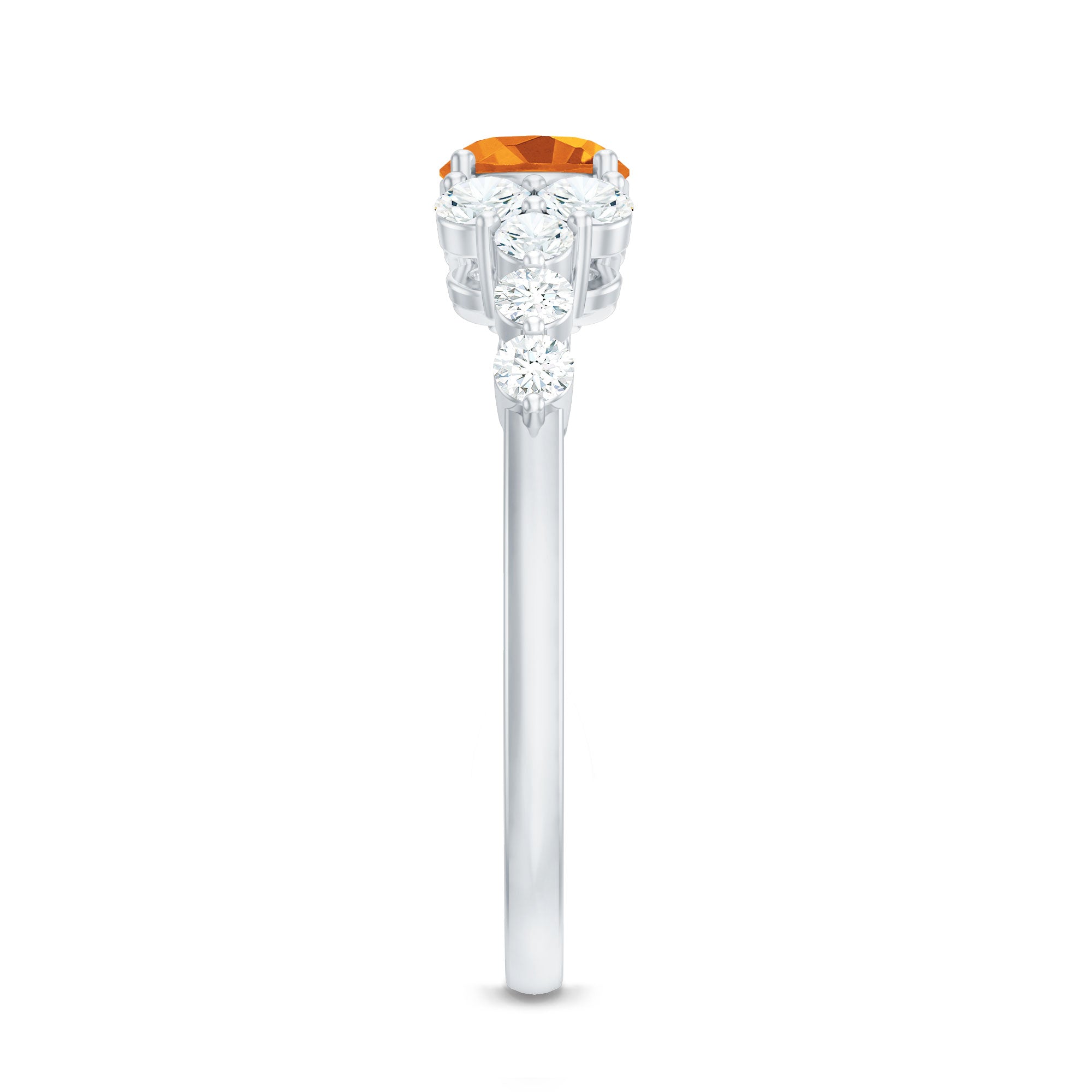 Certified Real Oval Citrine East West Engagement Ring with Diamond