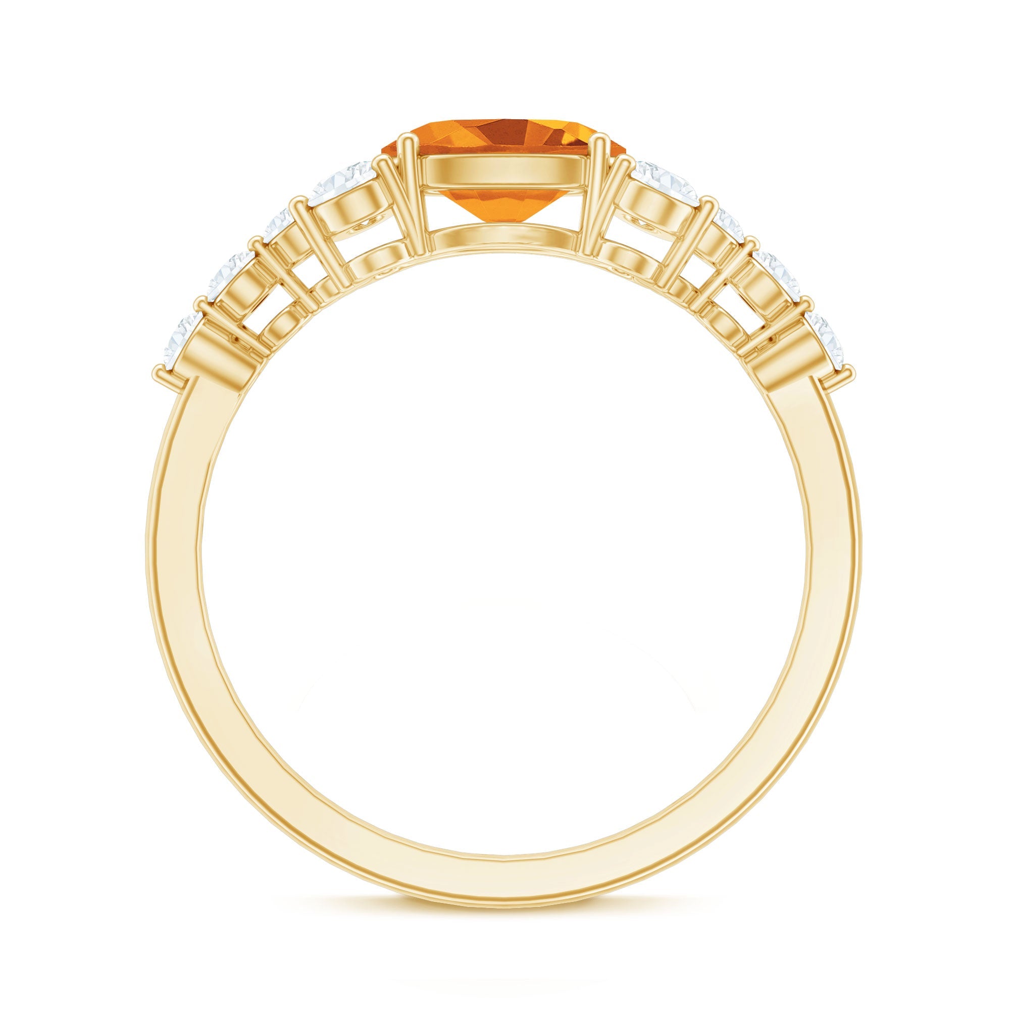Certified Real Oval Citrine East West Engagement Ring with Diamond