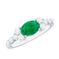 5X7mm Oval Cut Emerald Promise Ring with Diamond
