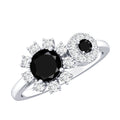 Created Black Diamond Designer Halo Engagement Ring with Diamond