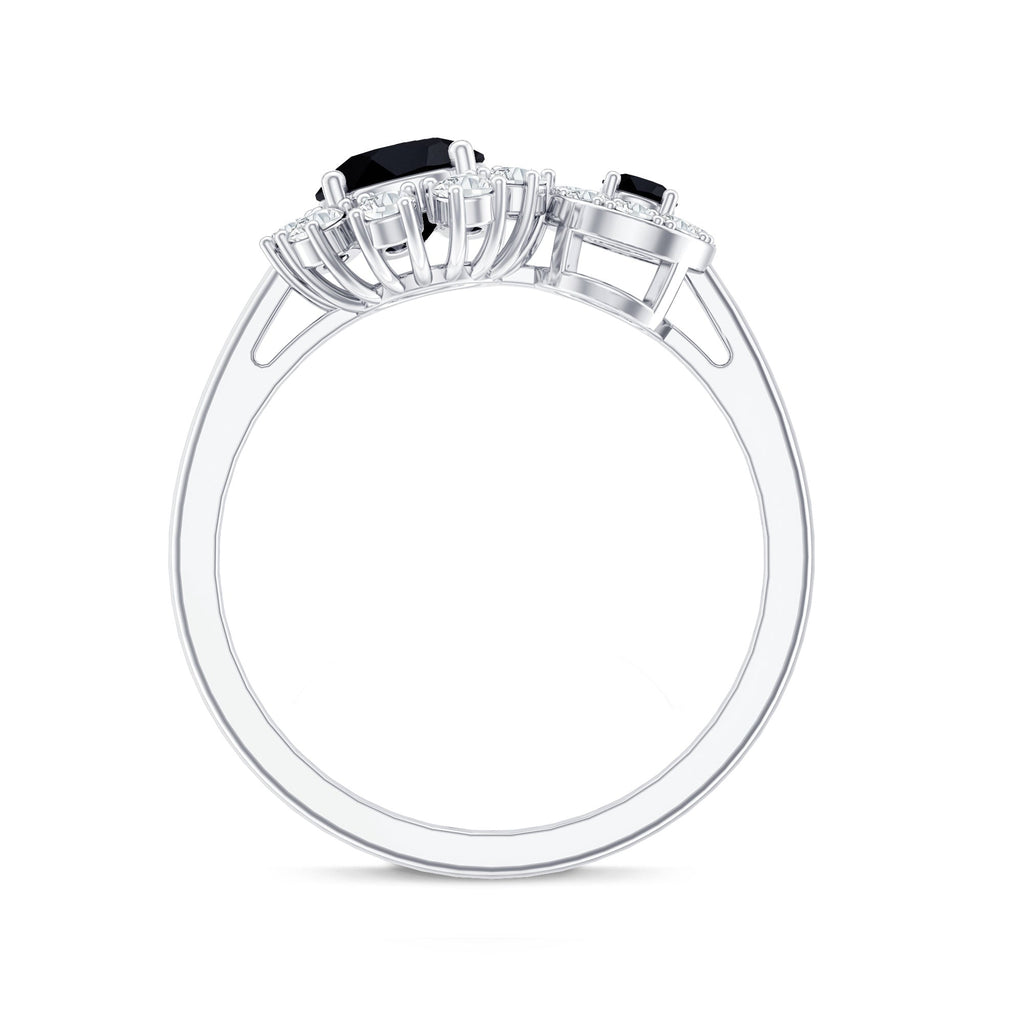 Created Black Diamond Designer Halo Engagement Ring with Diamond