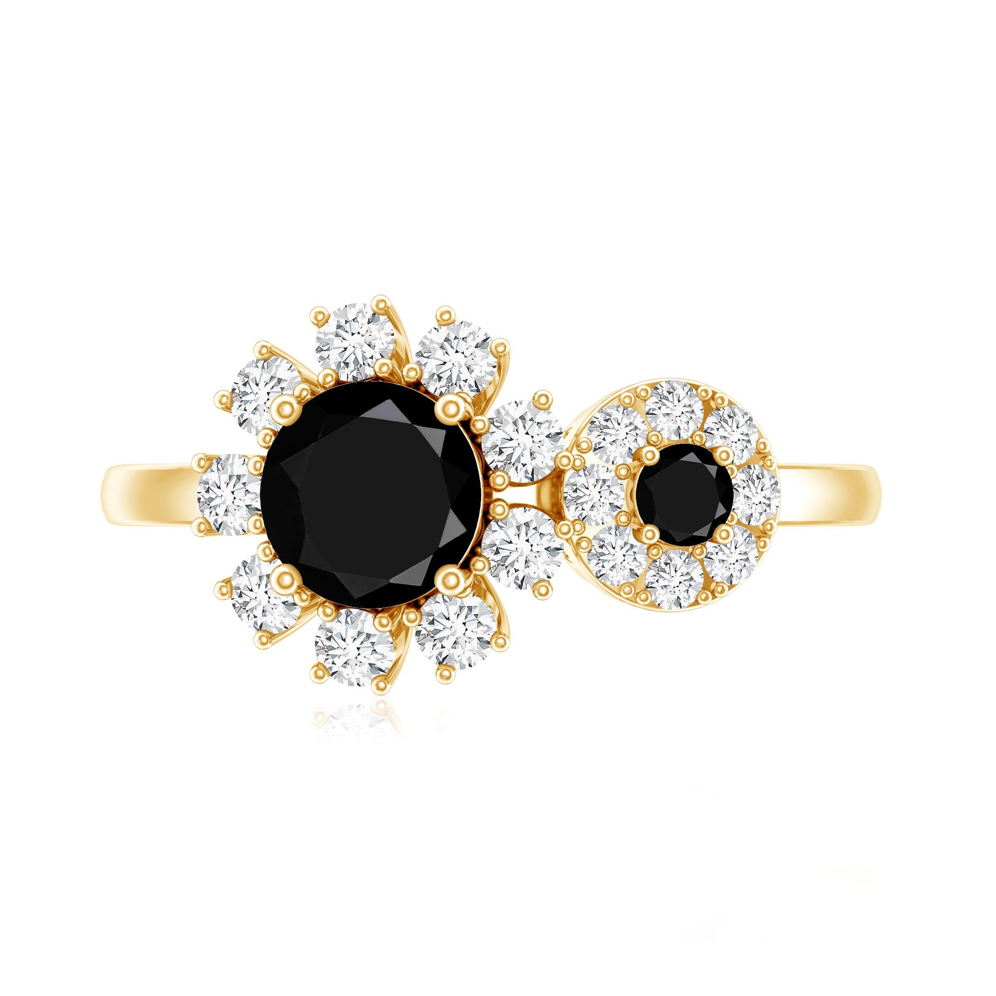 Created Black Diamond Designer Halo Engagement Ring with Diamond