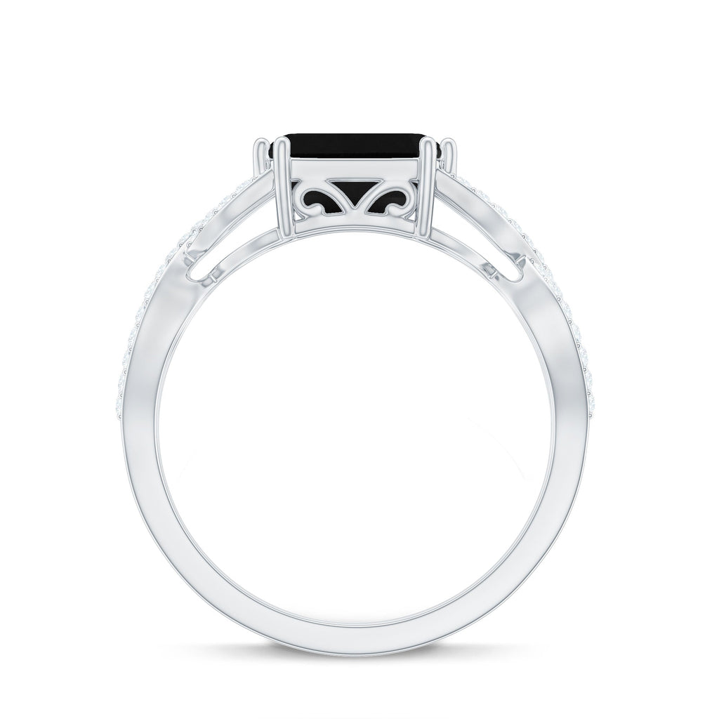Octagon Created Black Diamond East-West Crossover Ring with Diamond