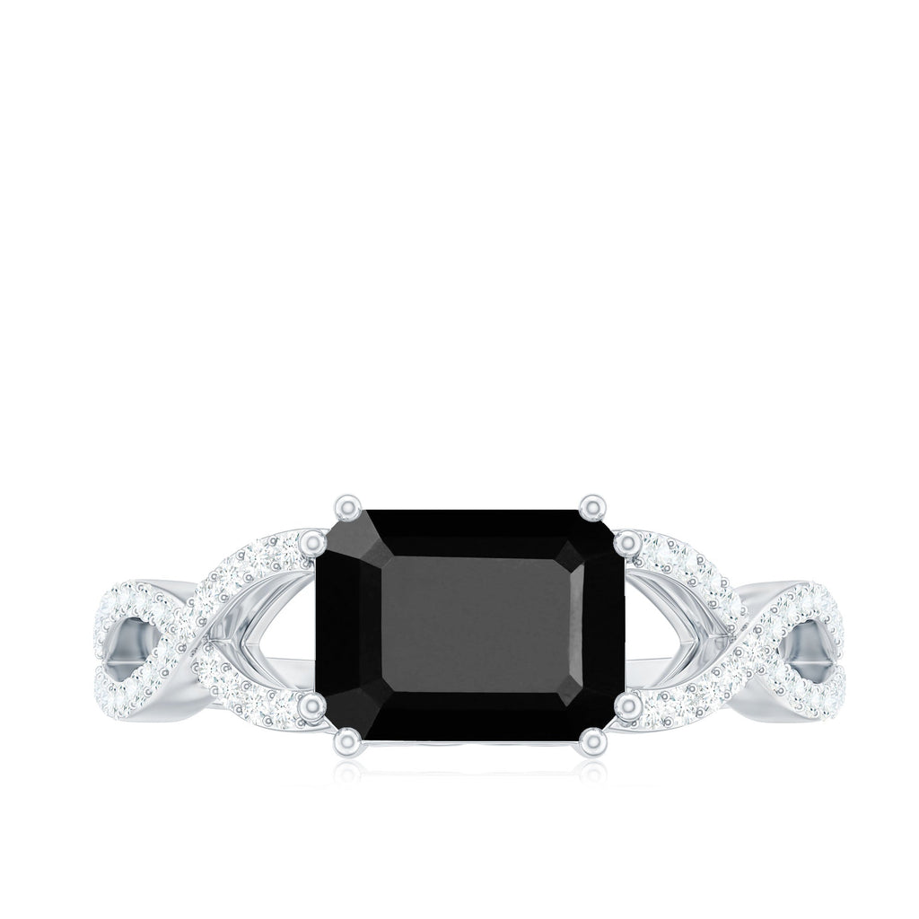 Octagon Created Black Diamond East-West Crossover Ring with Diamond