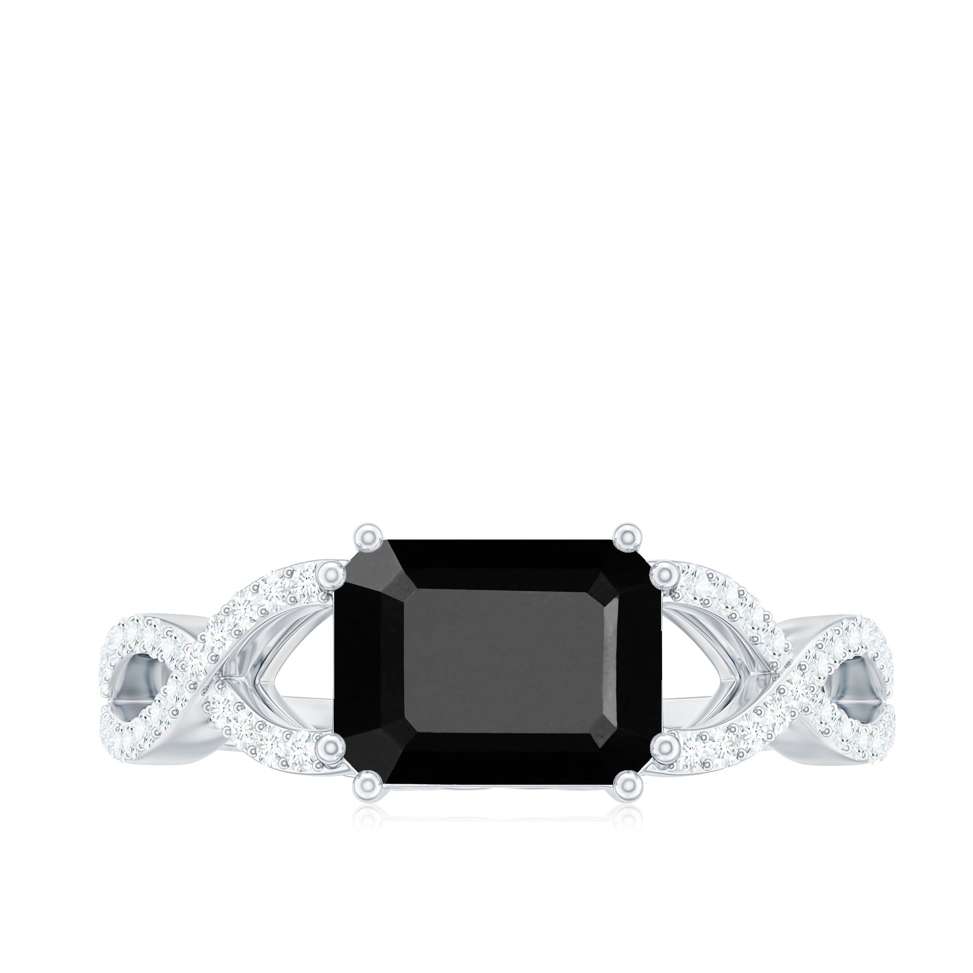 Octagon Created Black Diamond East-West Crossover Ring with Diamond