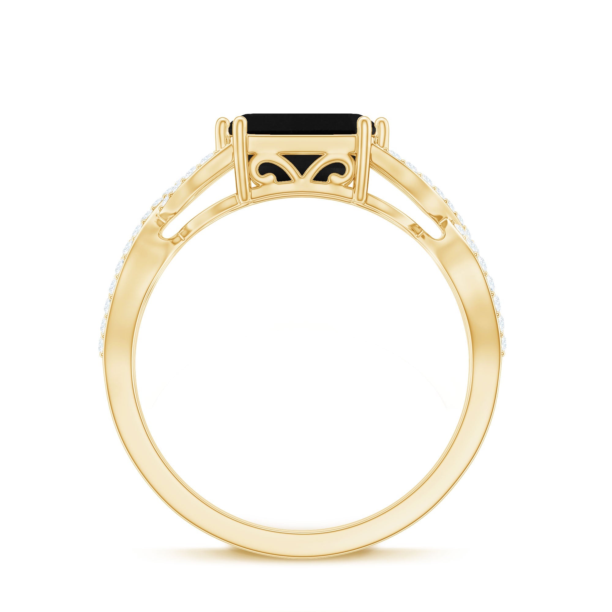 Octagon Created Black Diamond East-West Crossover Ring with Diamond