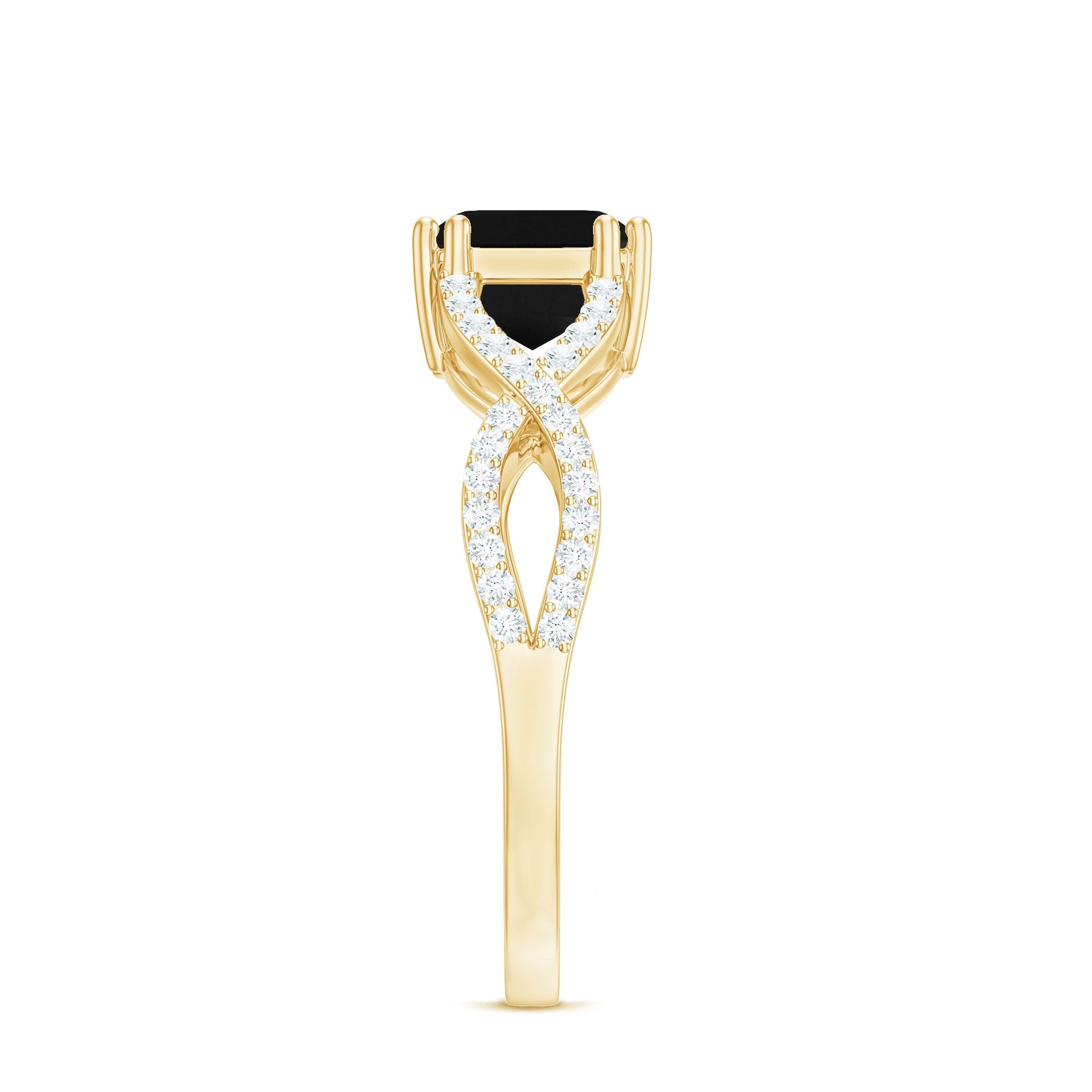 Octagon Created Black Diamond East-West Crossover Ring with Diamond