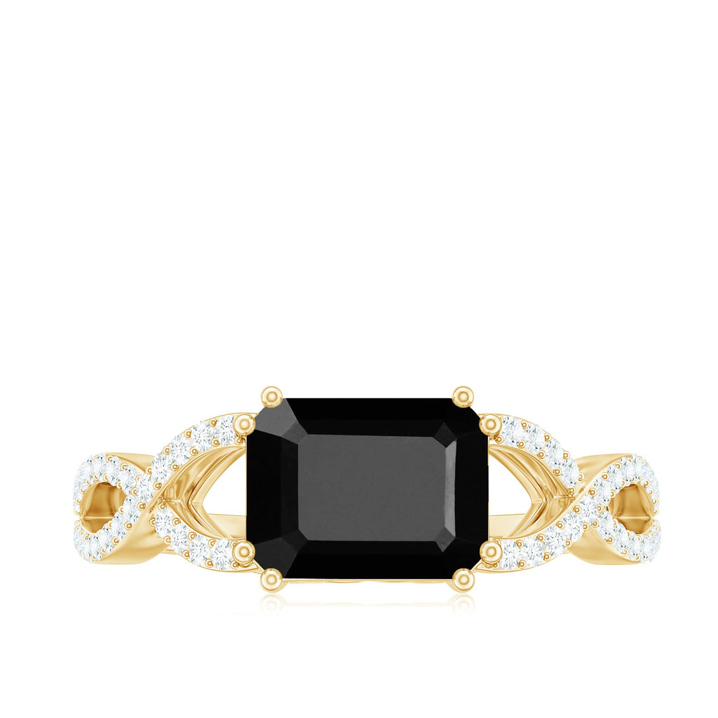 Octagon Created Black Diamond East-West Crossover Ring with Diamond