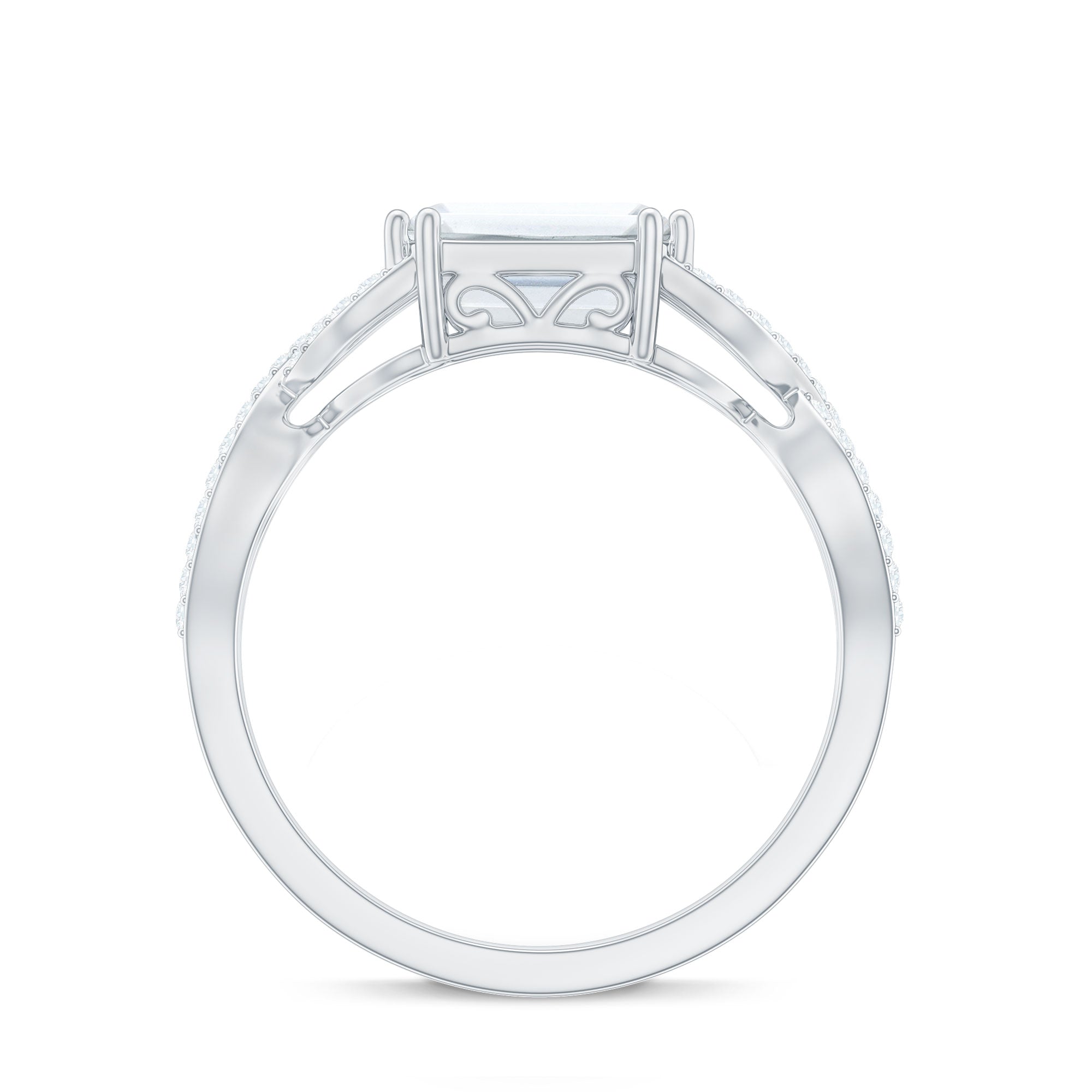 2.75 CT Octagon Cut Zircon East West Engagement Ring
