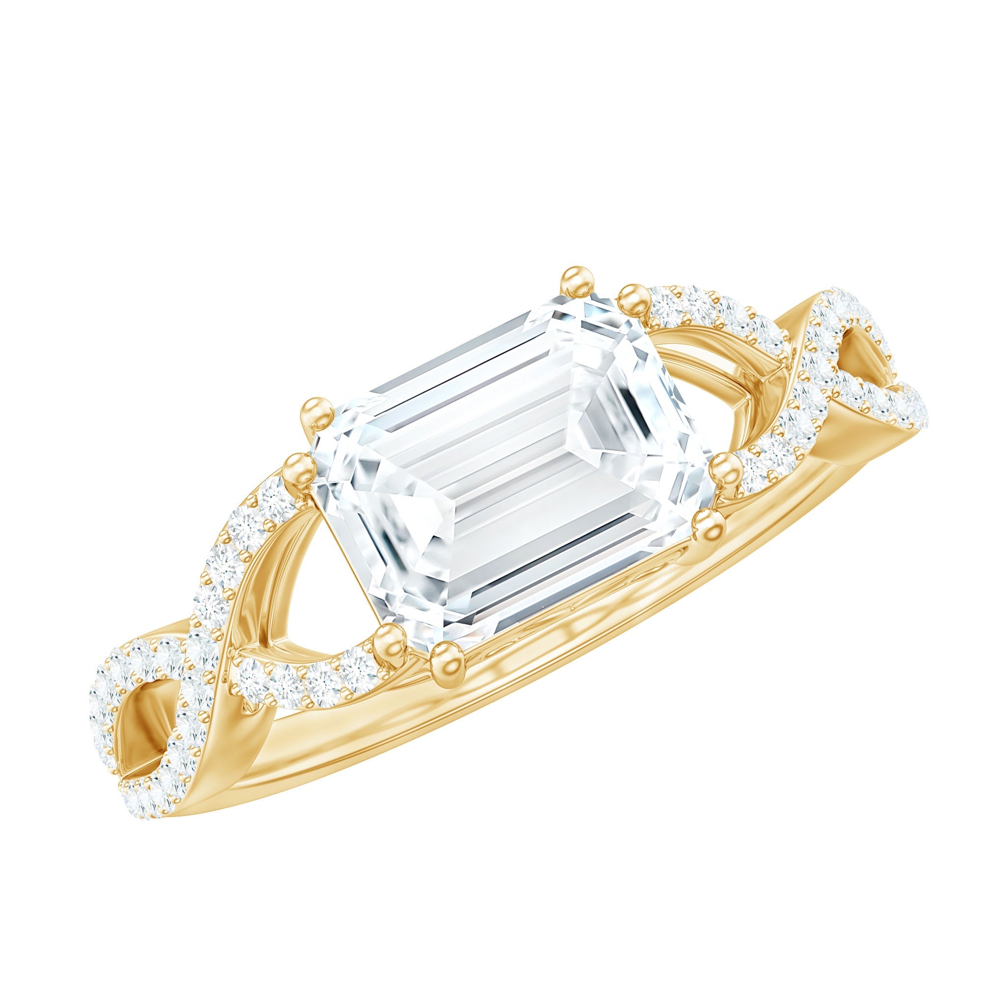 2.75 CT Octagon Cut Zircon East West Engagement Ring