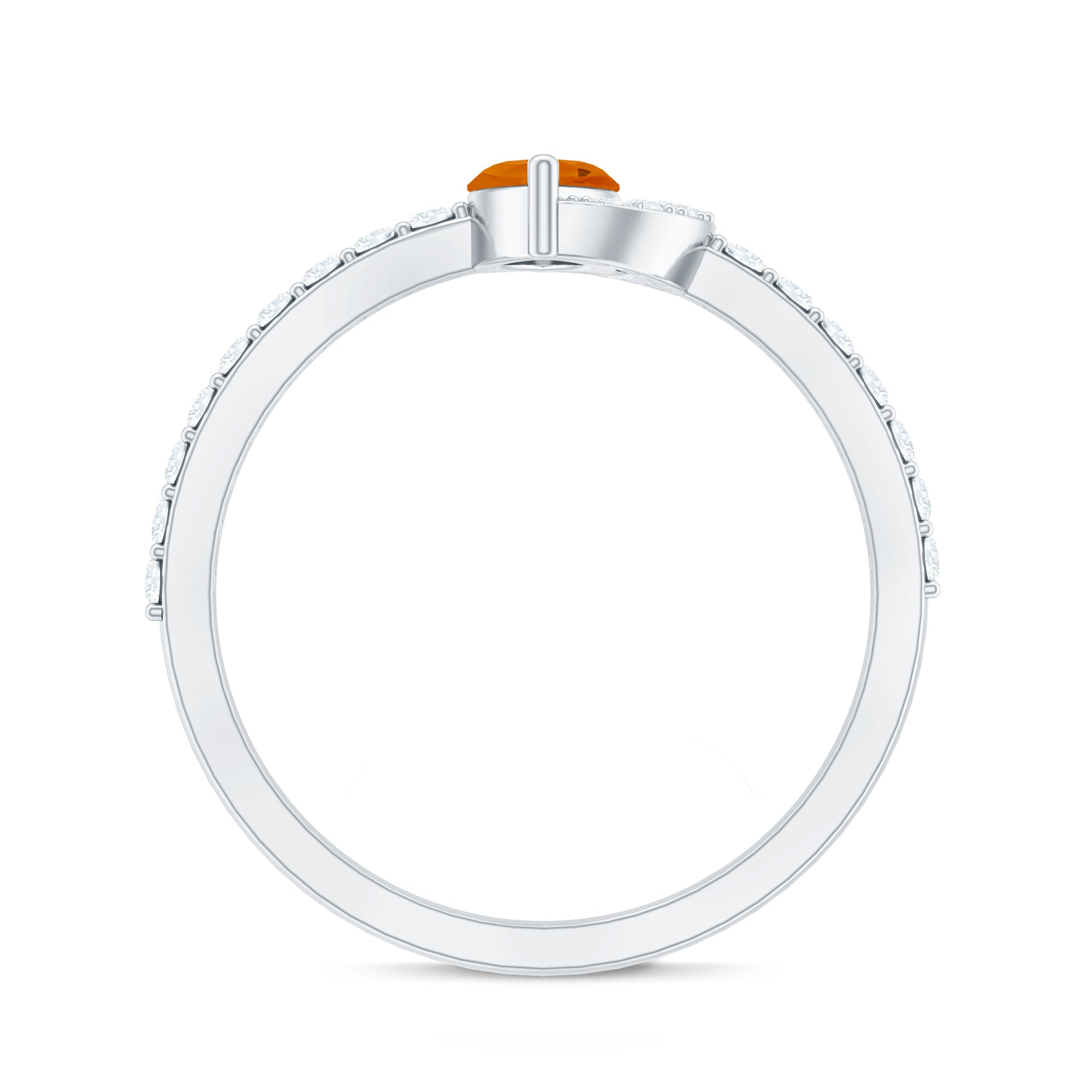 Minimal Marquise Fire Opal and Diamond Engagement Ring