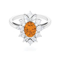 2.25 CT Oval Cut Citrine Cocktail Ring with Moissanite Stones
