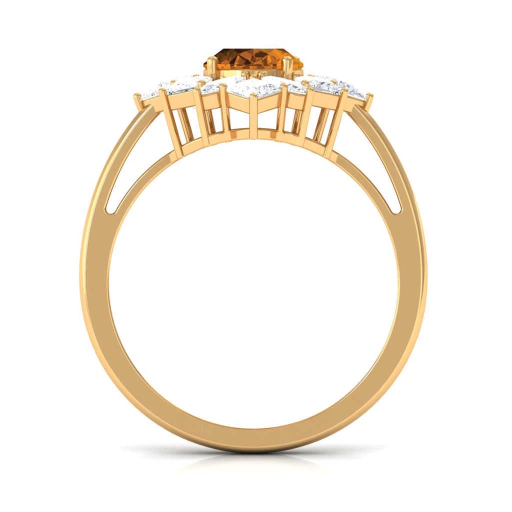 2.25 CT Oval Cut Citrine Cocktail Ring with Moissanite Stones