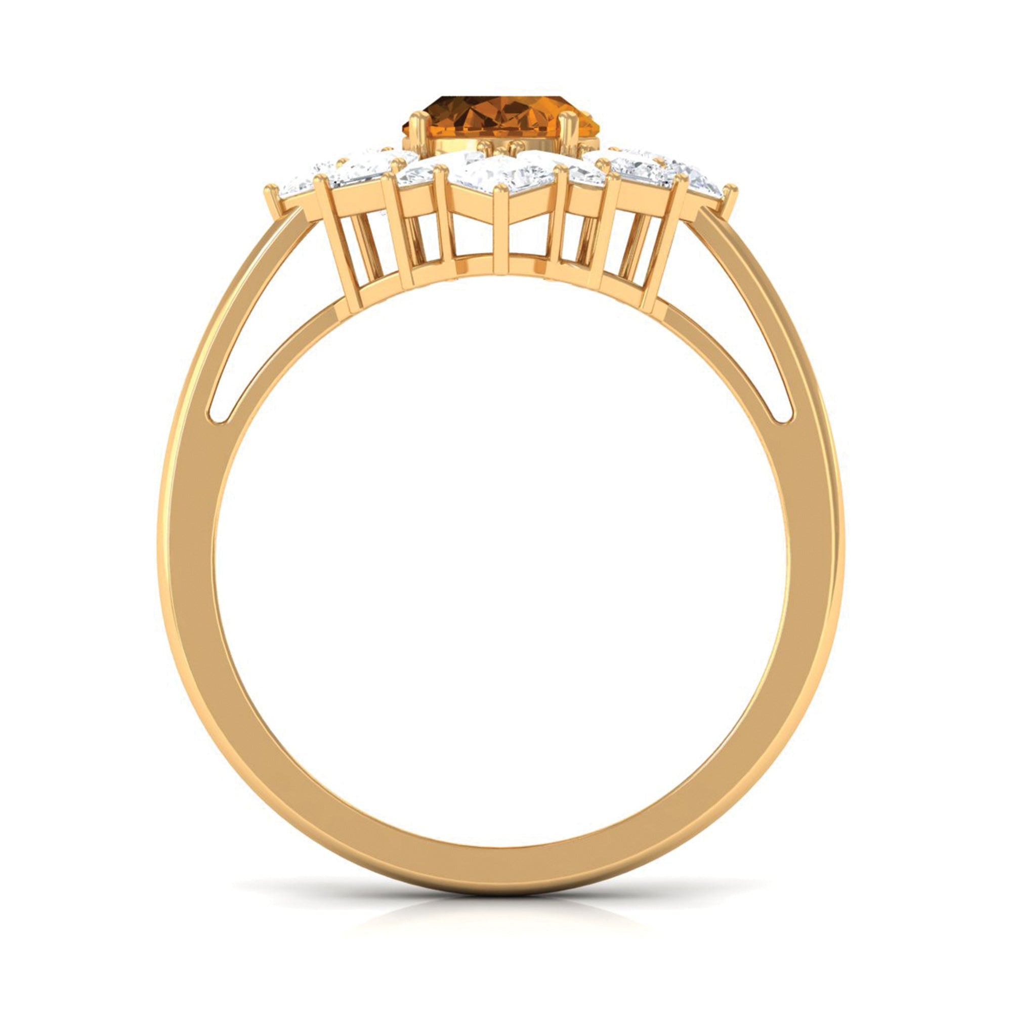 2.25 CT Oval Cut Citrine Cocktail Ring with Moissanite Stones