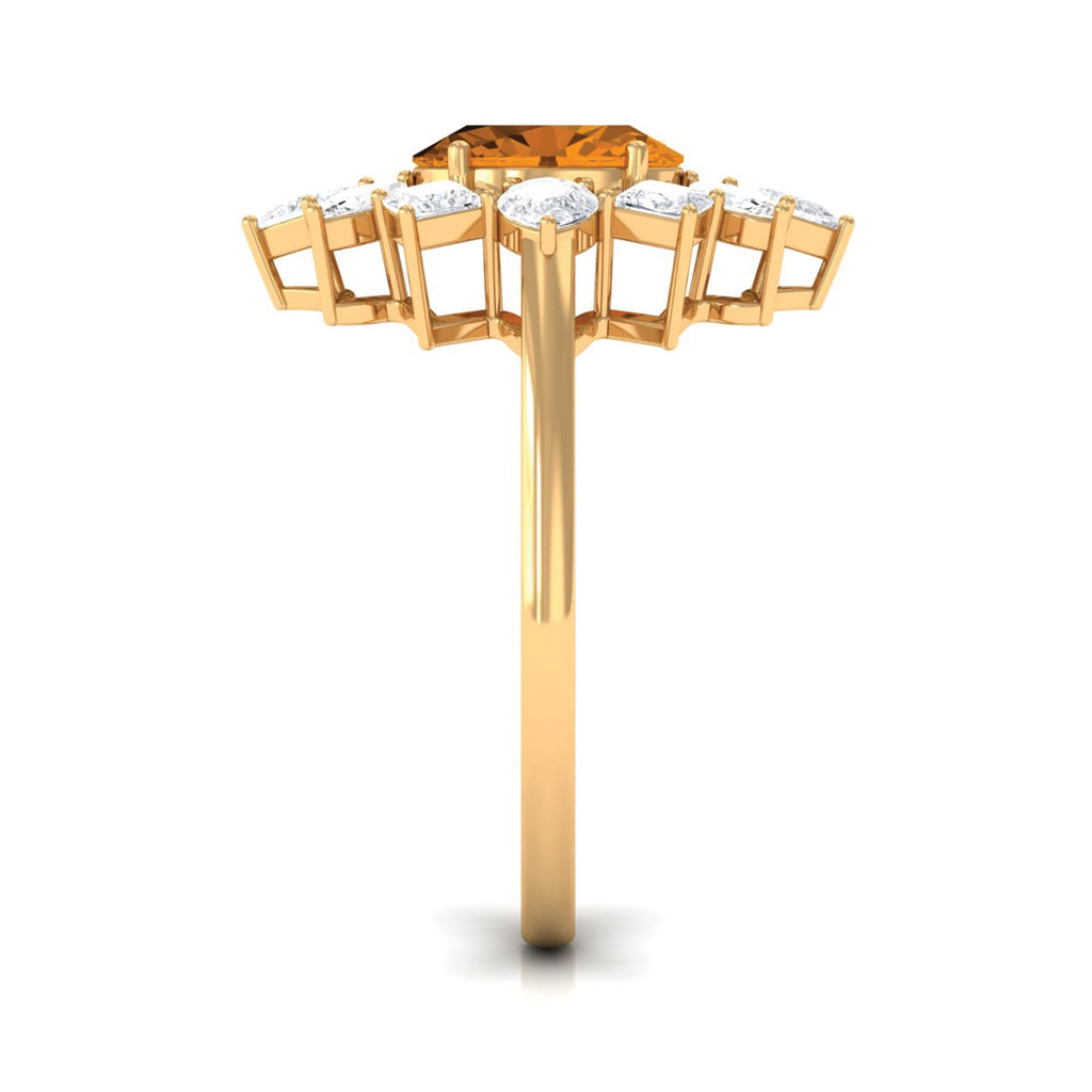 2.25 CT Oval Cut Citrine Cocktail Ring with Moissanite Stones