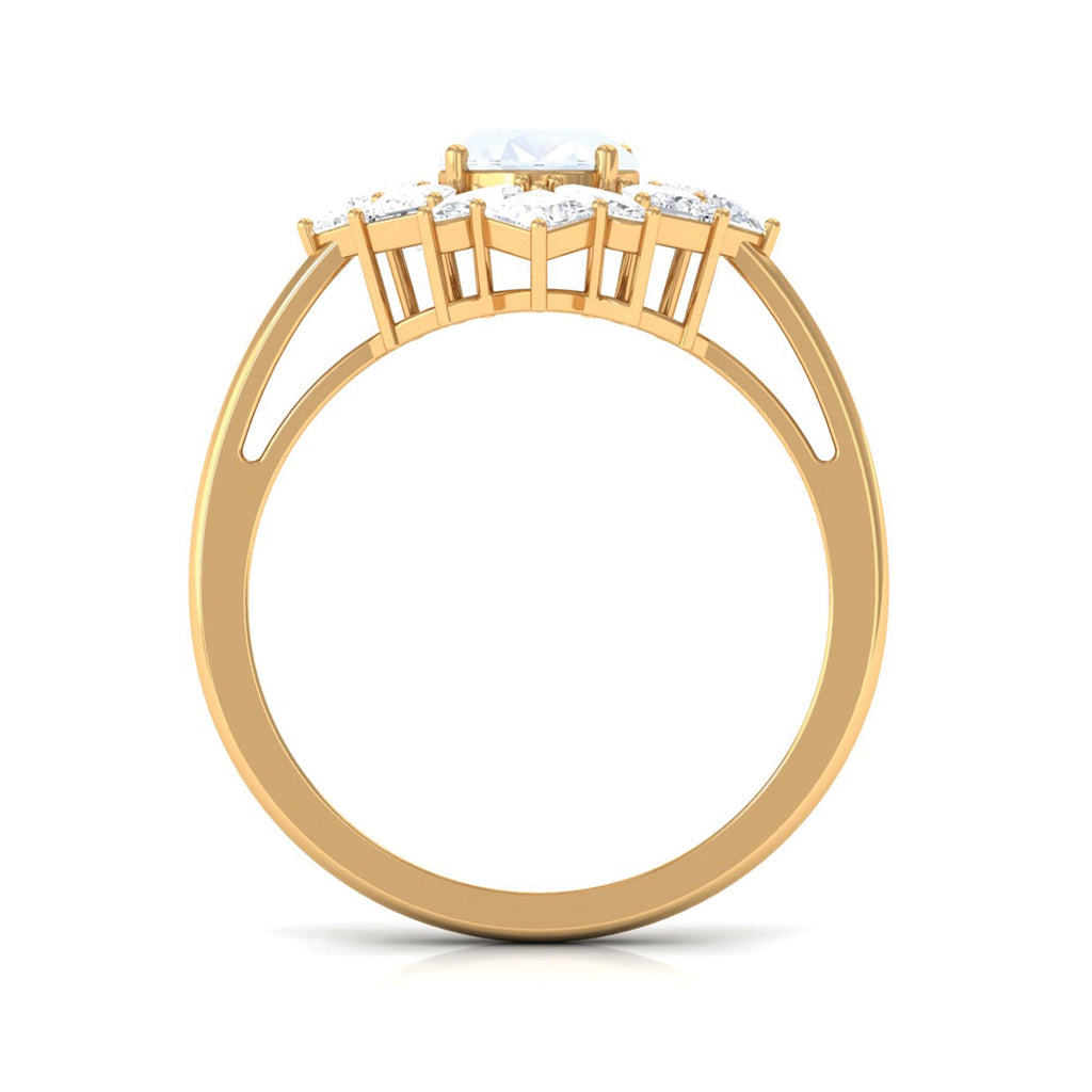 1.75 CT Oval Cut Moonstone and Moissanite Cocktail Ring