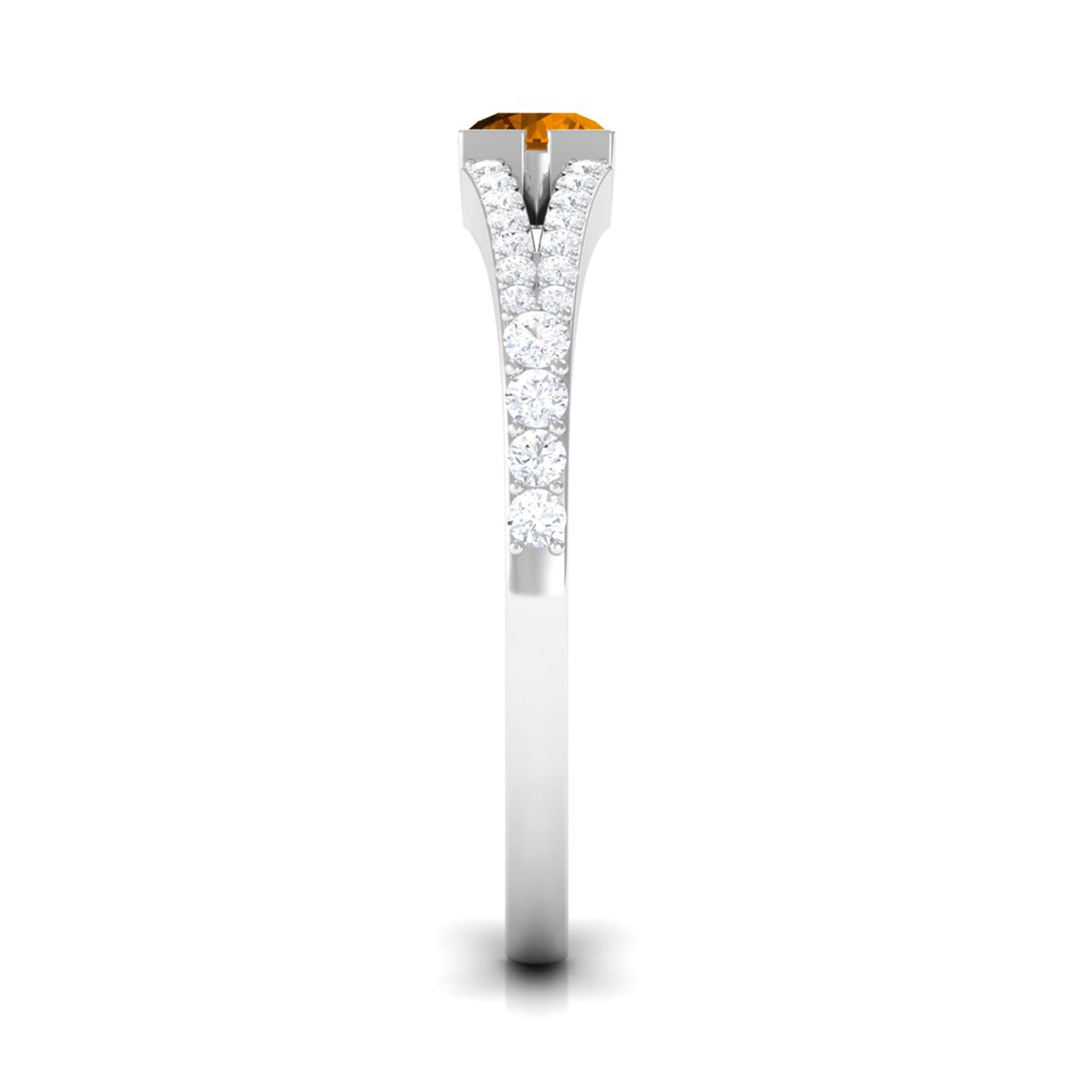 0.50 CT Split Shank Citrine Promise Ring with Diamond Accent