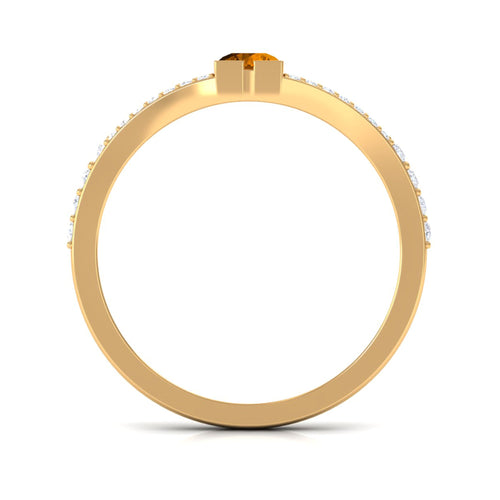 0.50 CT Split Shank Citrine Promise Ring with Diamond Accent