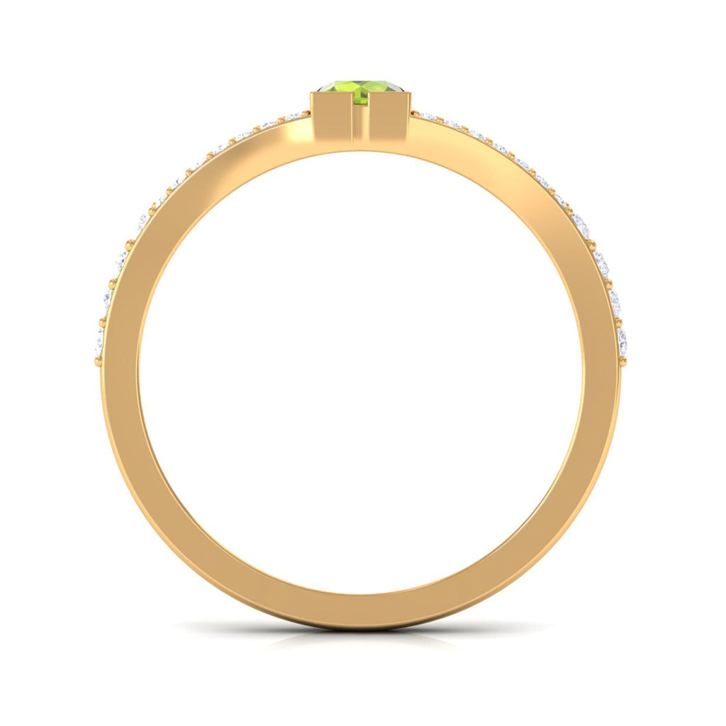 0.50 CT Split Shank Peridot Promise Ring with Diamond Accent