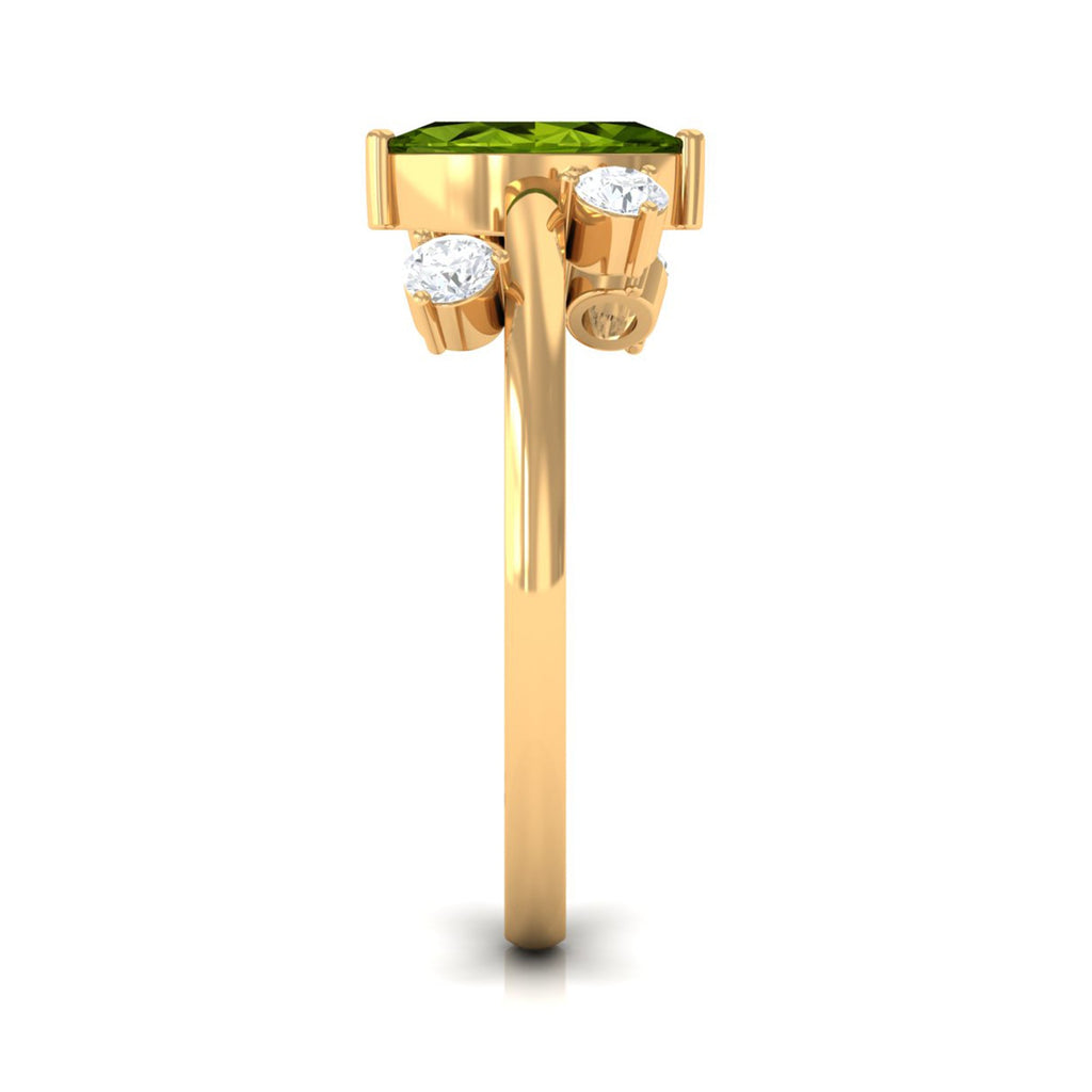 1 CT Marquise Cut Peridot Scatter Ring with Diamond Stones