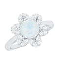 1.25 CT Moonstone and Diamond Floral Halo Ring