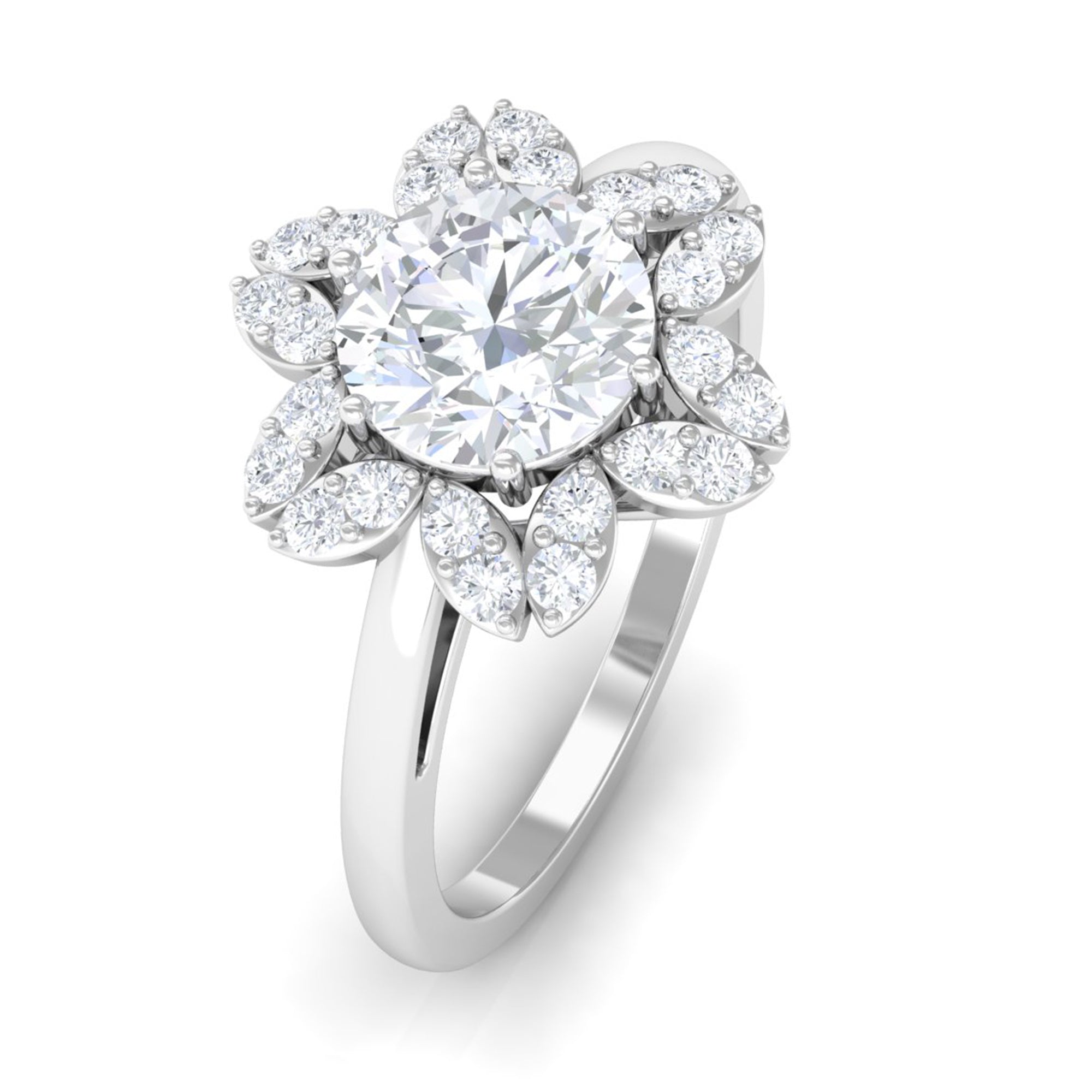 Cubic Zirconia Flower Promise Ring