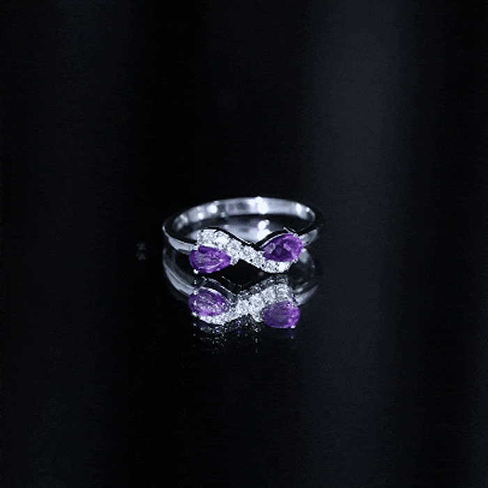 1/2 CT Pear Amethyst Infinity Promise Ring with Diamond
