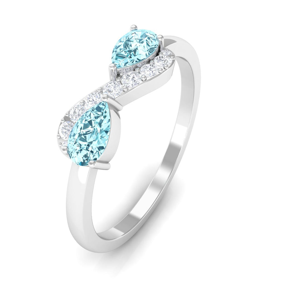 1/2 CT Pear Aquamarine Infinity Promise Ring with Diamond